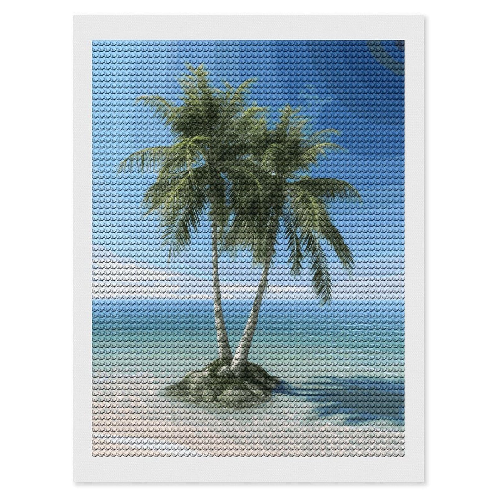 JTREHY Sea Palm Trees Diamond Art Kits Personalized DIY Round Diamond Painting Kits for Beginner Full Drill Diamonds Dots Paintings for Adults Gem Art Crafts Home Decor