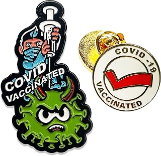 2 pins COVID-19 Fully Vaccinated hard enamel pin - Covid19 Badge metal pin Lanyard record CDC card pin - Brooch button pin got Vaccinated memorial for bag shirt - I got covid vaccine shot