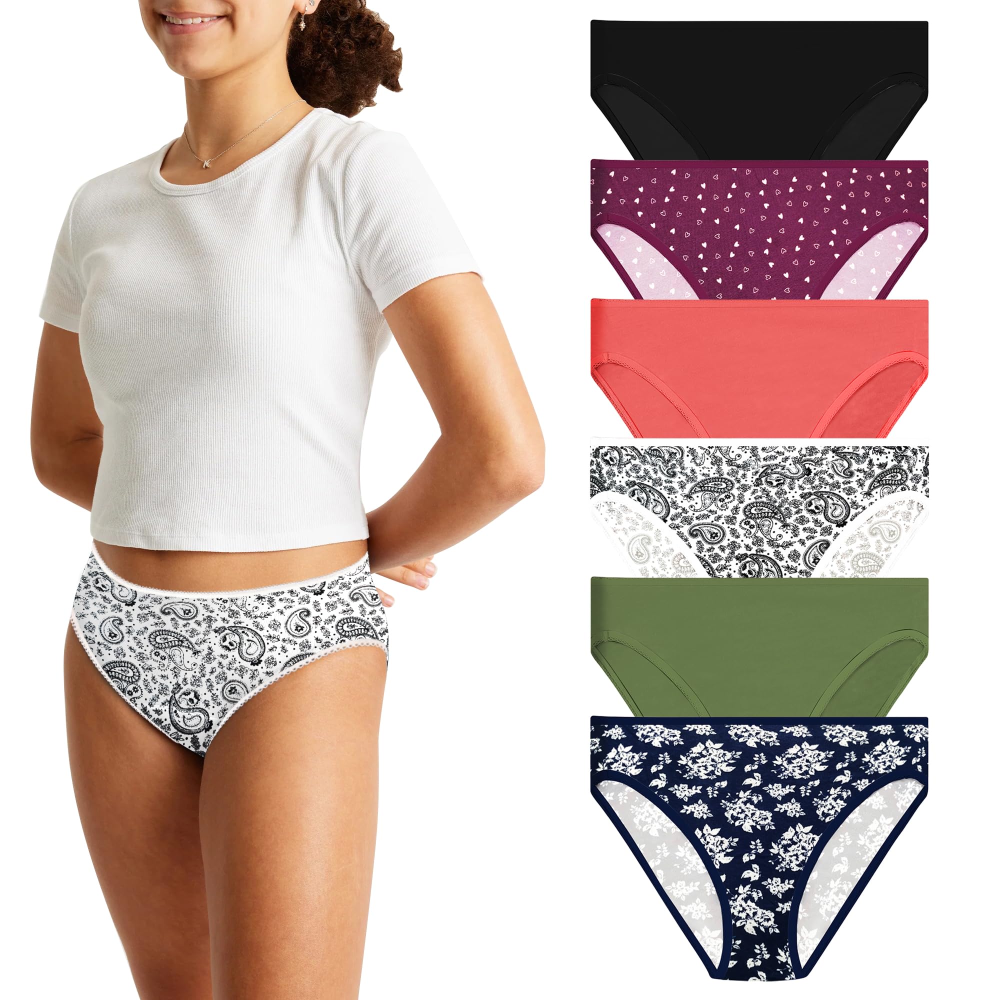 PepperikaTeenage Girl's Innerwear 100% Soft Breathable Cotton Underwear Hipster Briefs Big Girl's Panties Combo (Assorted Prints and Colours)