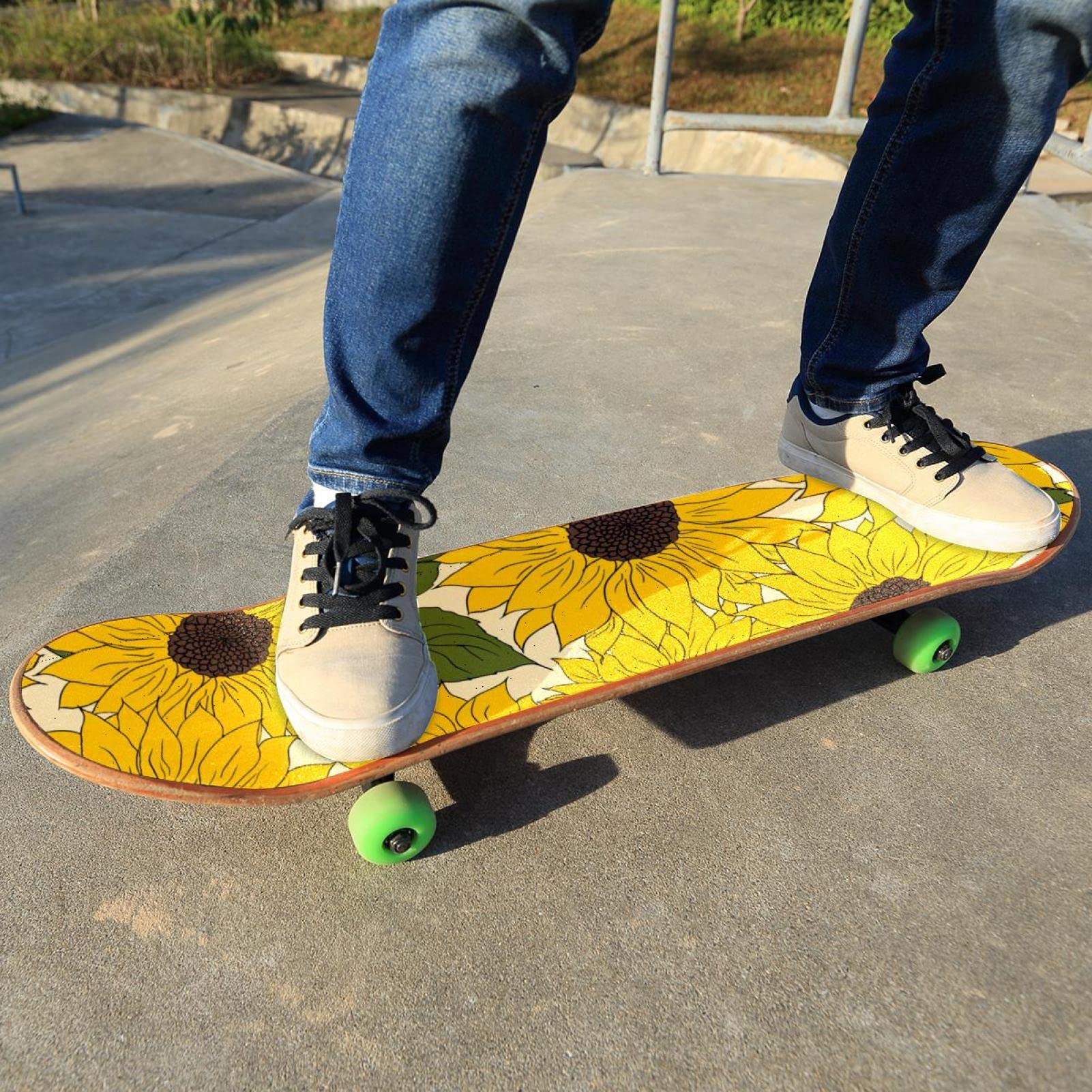 Sunflowers Lot de 2 feuilles de papier abrasif pour planche de skateboard et longboard