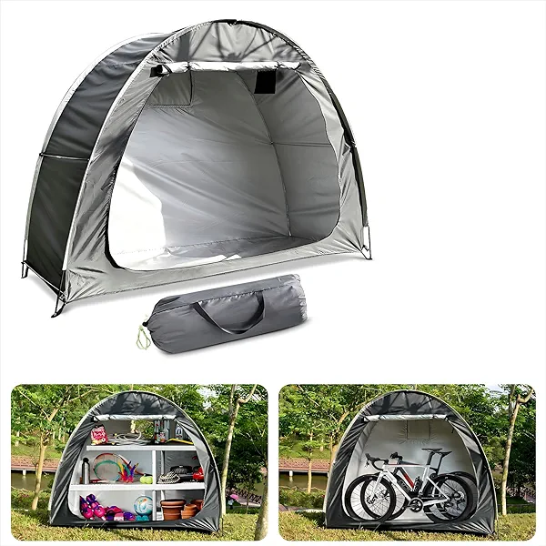 Bike Cover Storage Tent, Foldable Outdoor Bike Tent for Bikes, Garden Tools, Lawn Mover, Waterproof Storage Tent (Grey)