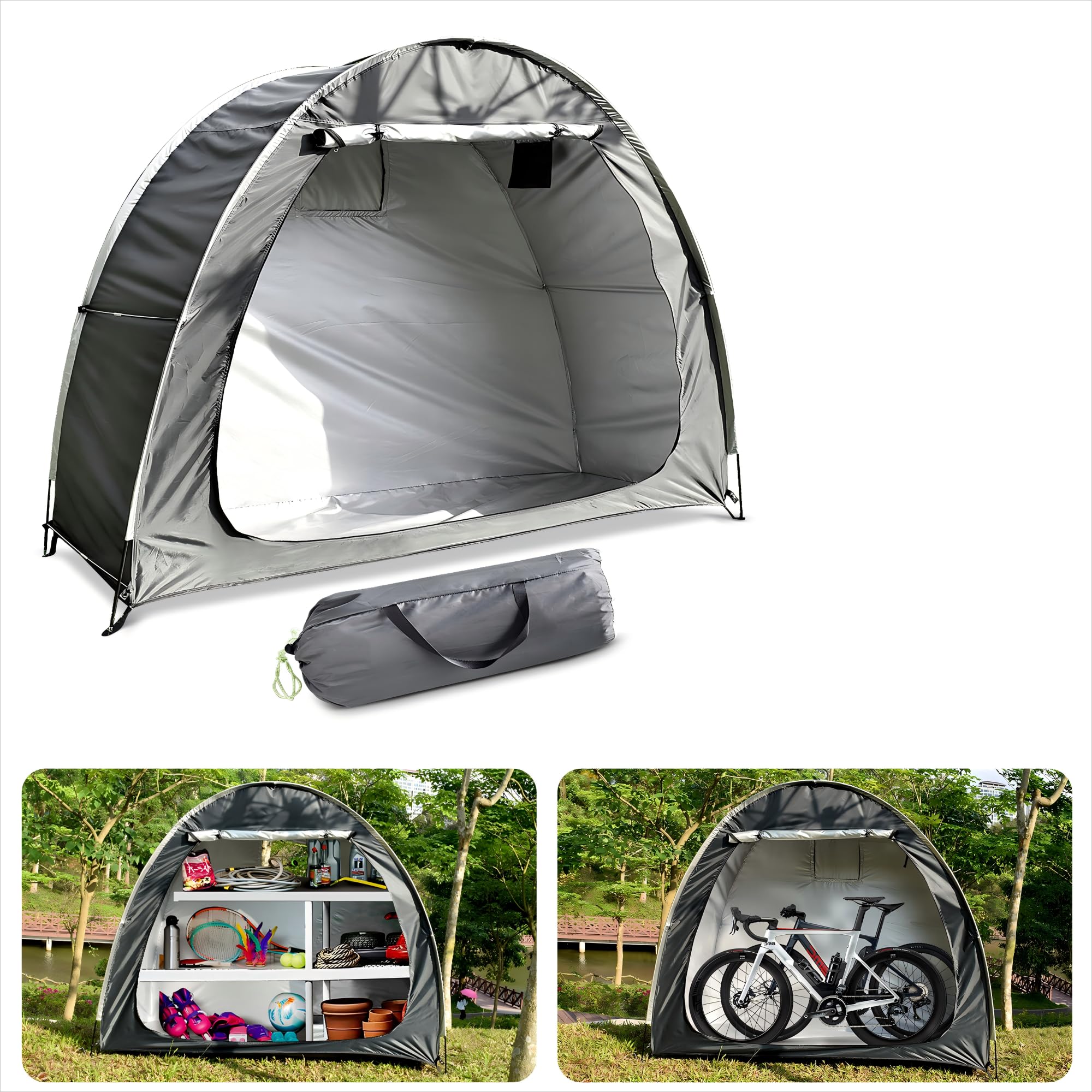 Bike Cover Storage Tent, Foldable Outdoor Bike Tent for Bikes, Garden Tools, Lawn Mover, Waterproof Storage Tent