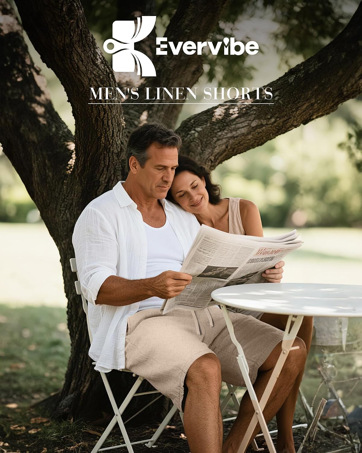 Evervibe 2 Pack Men's Big and Tall Linen Shorts Drawstring Summer Casual Loose Fit Plus Size Bermuda Shorts with Pocket