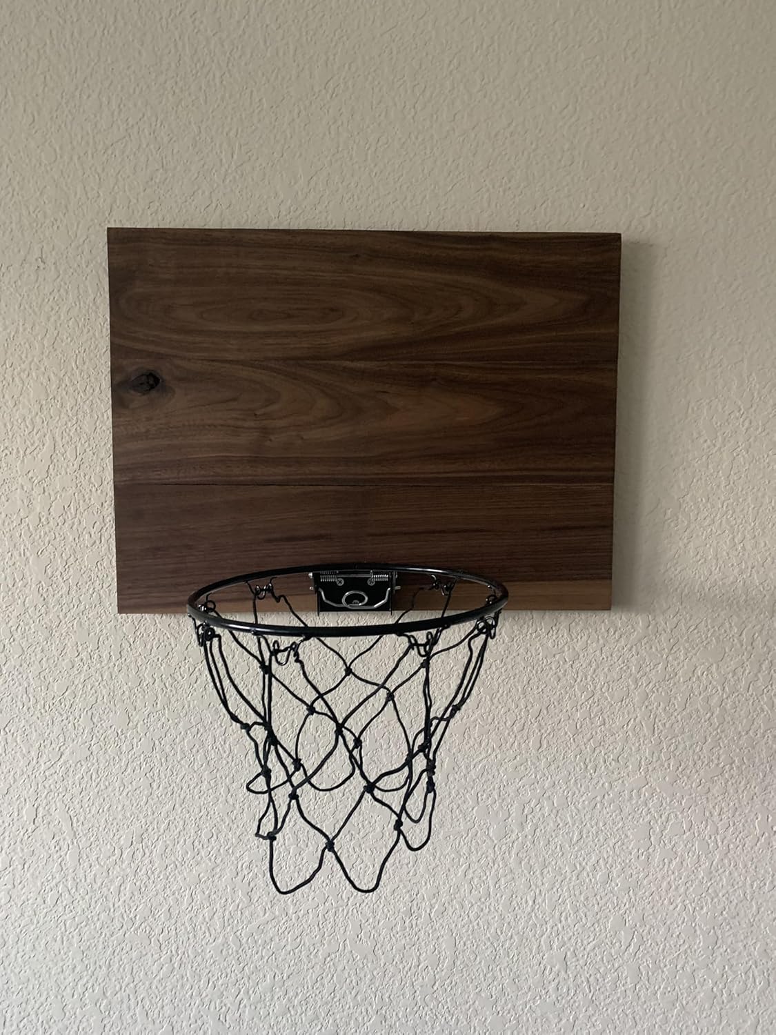 Walnut Mini Basketball Hoop/Wall Mounted Wood Hoop/Black Rim/2 Blue Balls/2 Red Balls/Handmade Sports Decor/Indoor Game Room/Office Gift