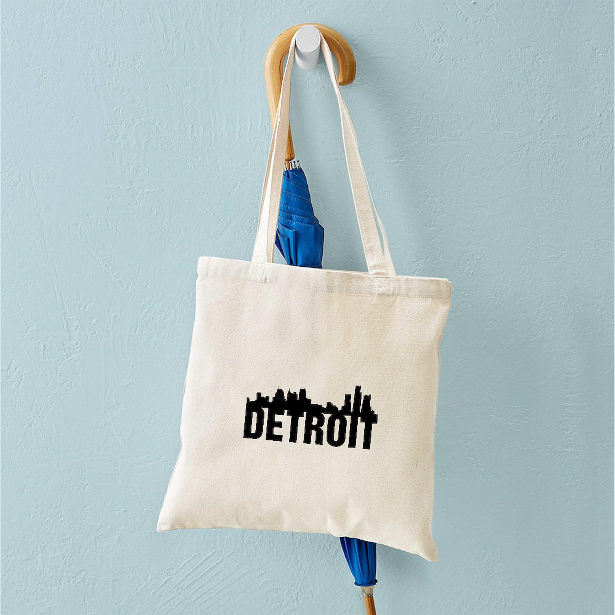 Detroit Vintage Label Canvas Tote Bag - Natural Reusable Shopping Bag, 2 Sizes Available - View #3
