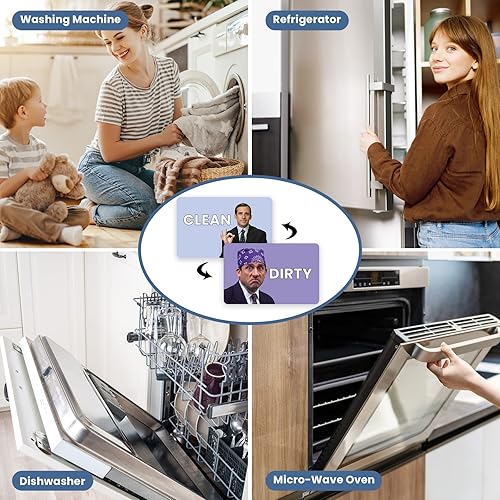 Miniatura 7 de HSSPIRITZ The Office Michael Scott Prison Mike - Imán para lavavajillas con indicador de "Clean Dirty", doble cara con placa magnética de metal,
