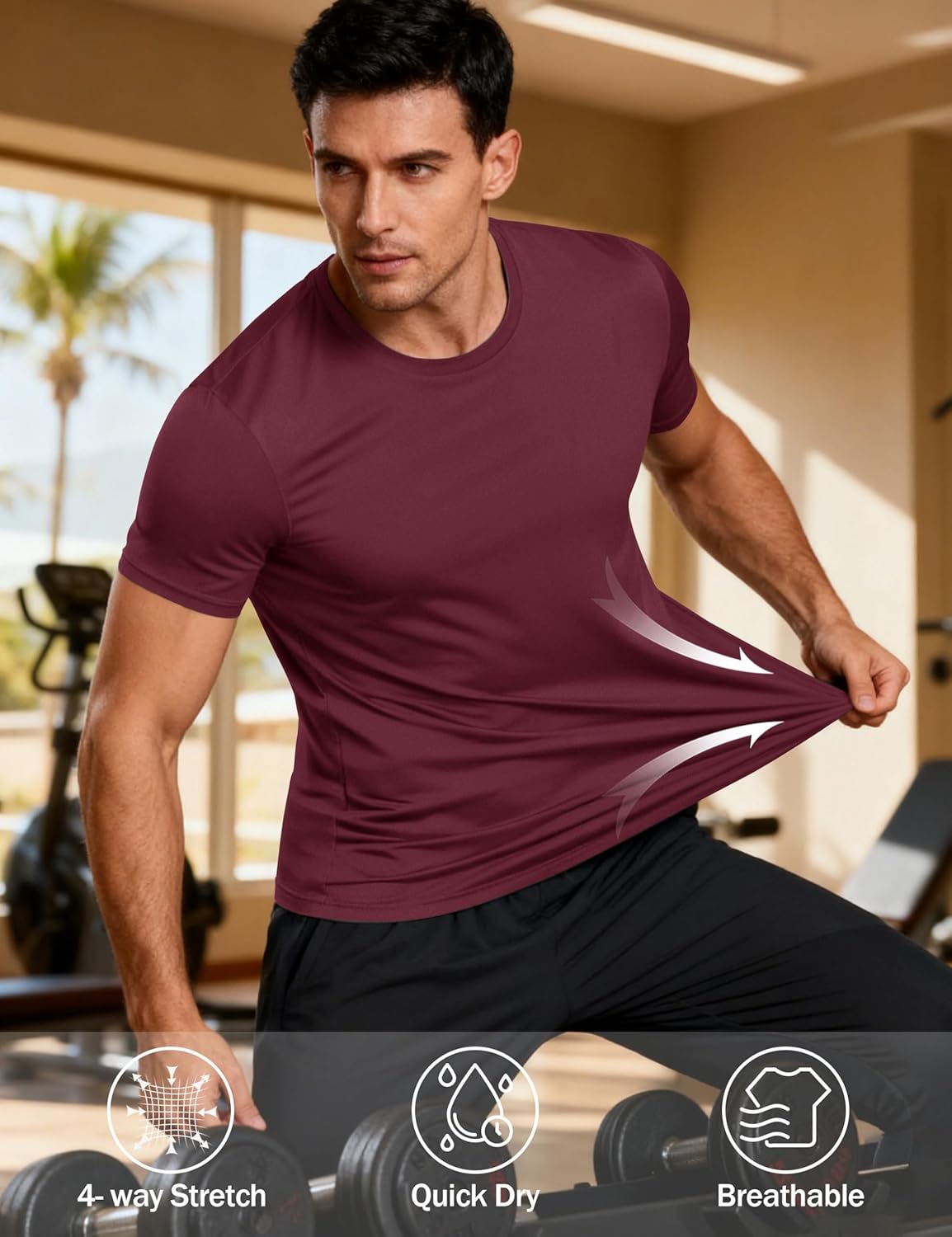 KEFITEVD Men's Short Sleeve UPF 50+ Sun Protection Shirts Quick Dry Rashguard Swim Shirt SPF Workout Fishing Athletic T-Shirt - Image 2