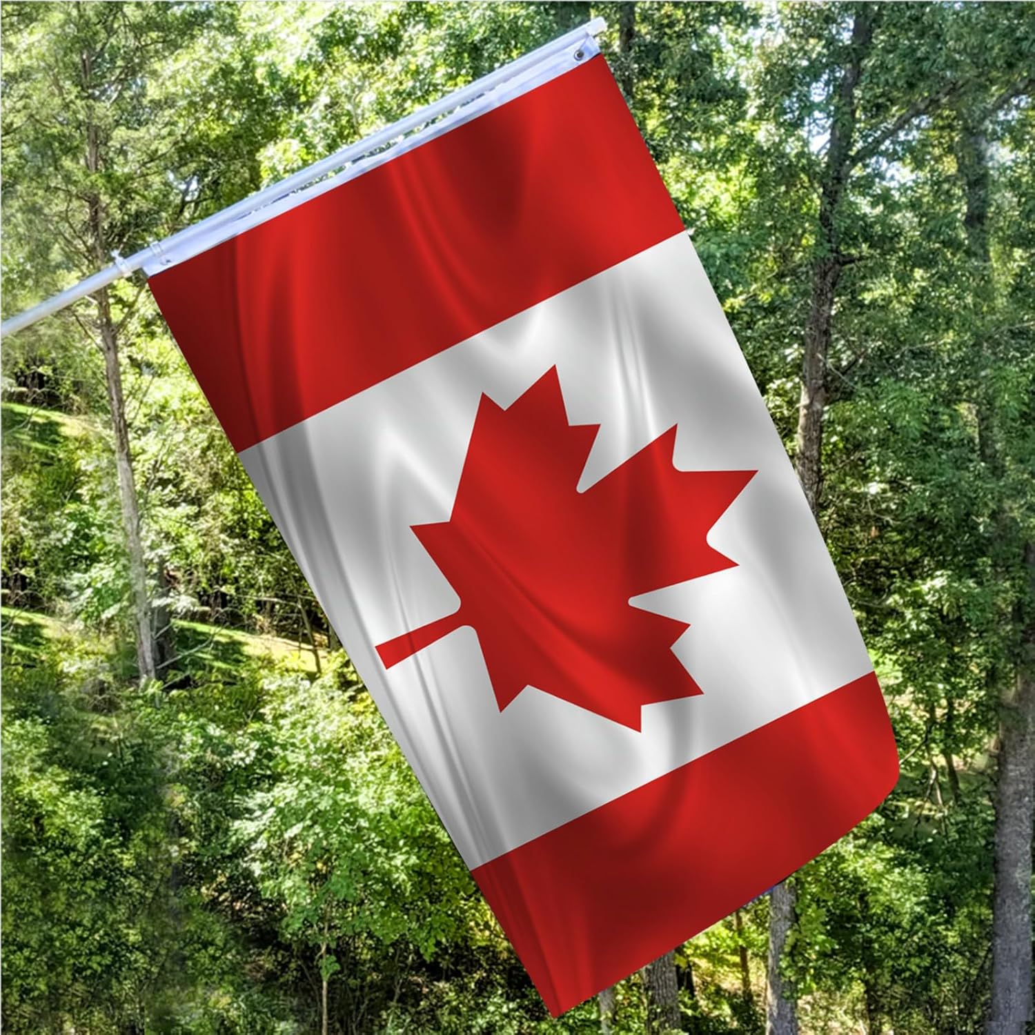 Canada Flag 3x5 Three Layer Double Sided Canadian Flag Polyester Fiber Bright Color with Durable Canvas Header and 2 Non Fading Brass Grommets Canadian Decor