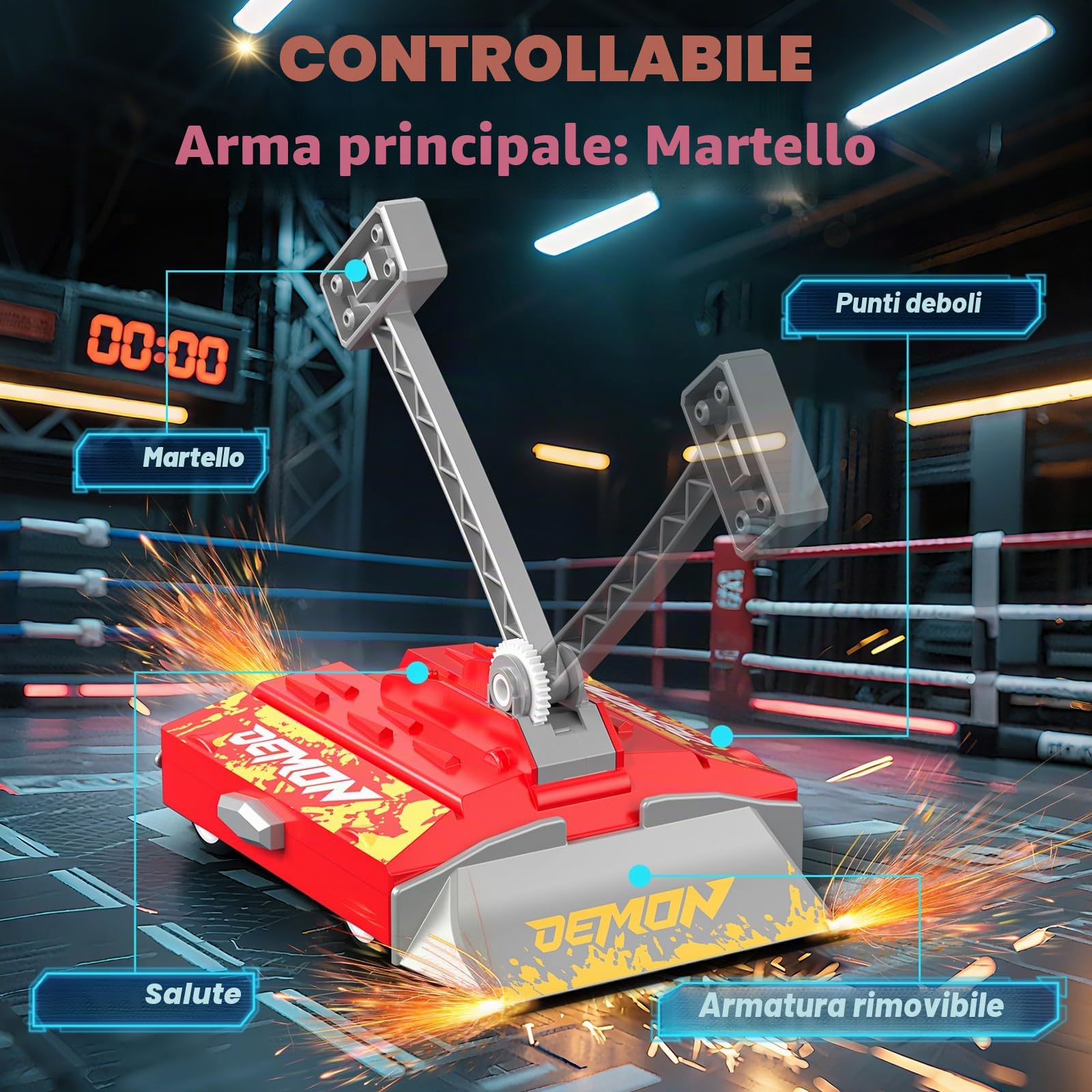 Sunrad BattleBots Arena MAX, Multiplayer Robot Board Game for Kids, Remote Control Toy,for Boys and Girls Ages 8 and Up