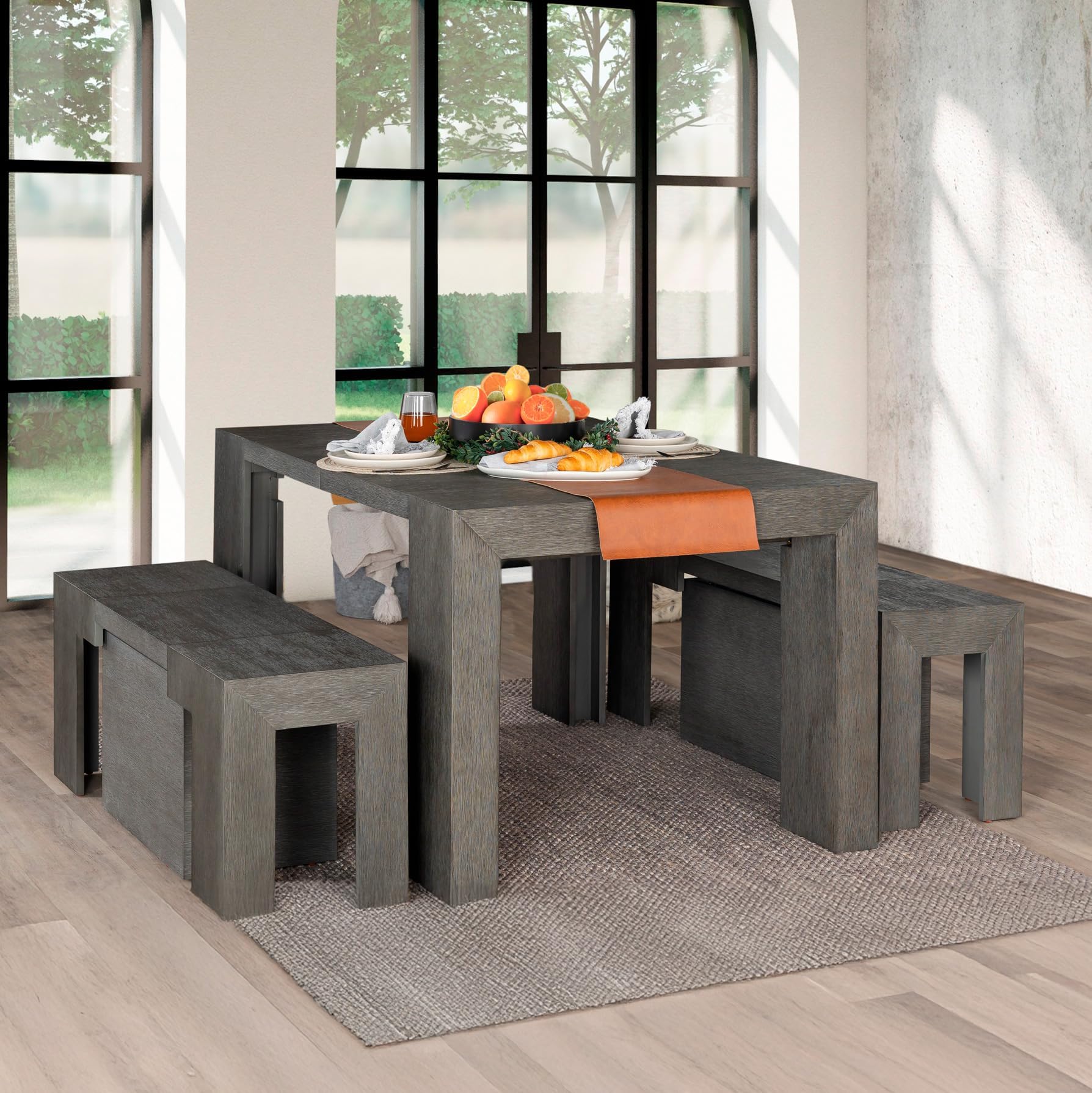 Amazon.com - Transformer Table Extendable Dining Bench, Dark Grey