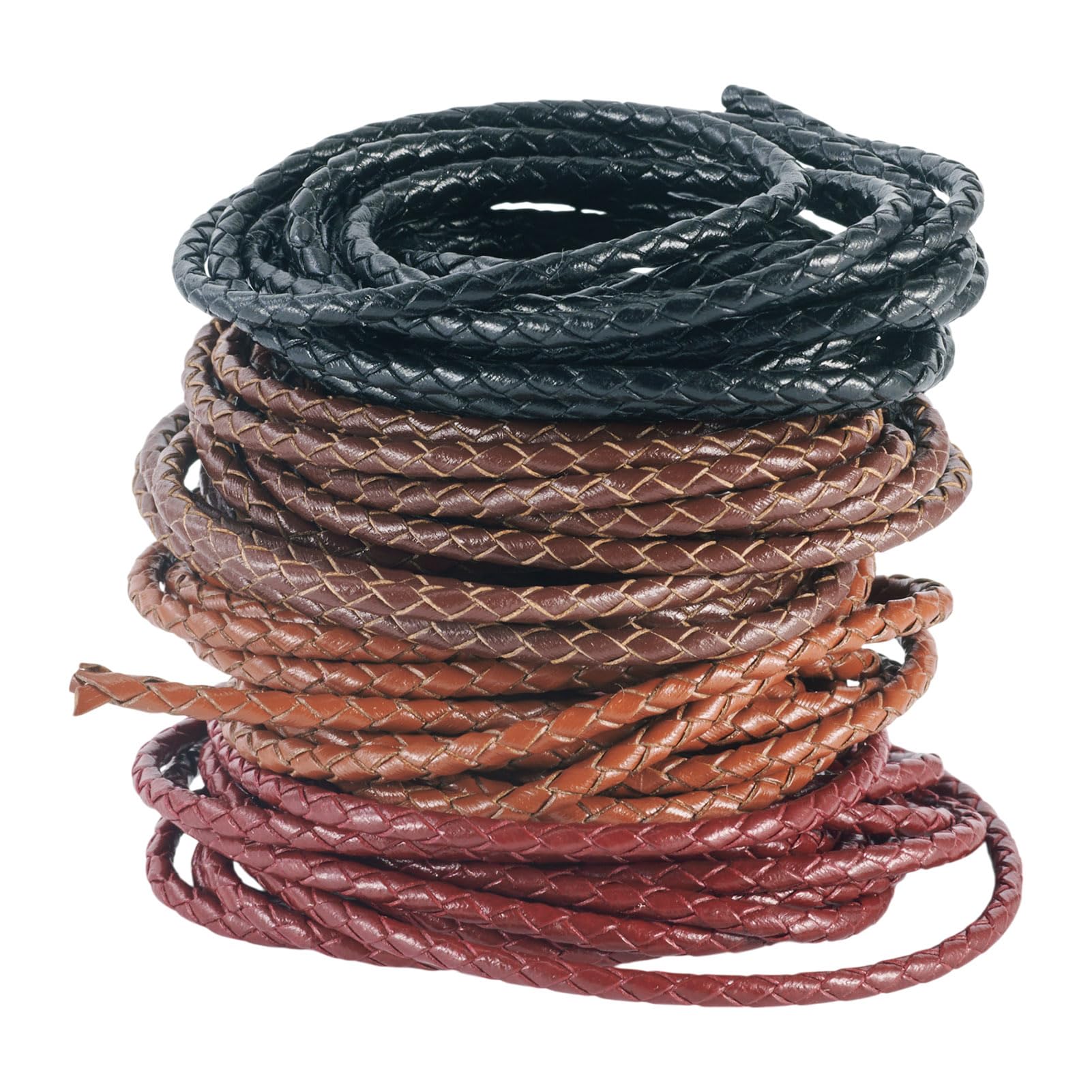 Cordon en cuir véritable tressé de 3 mm pour bijoux et colliers