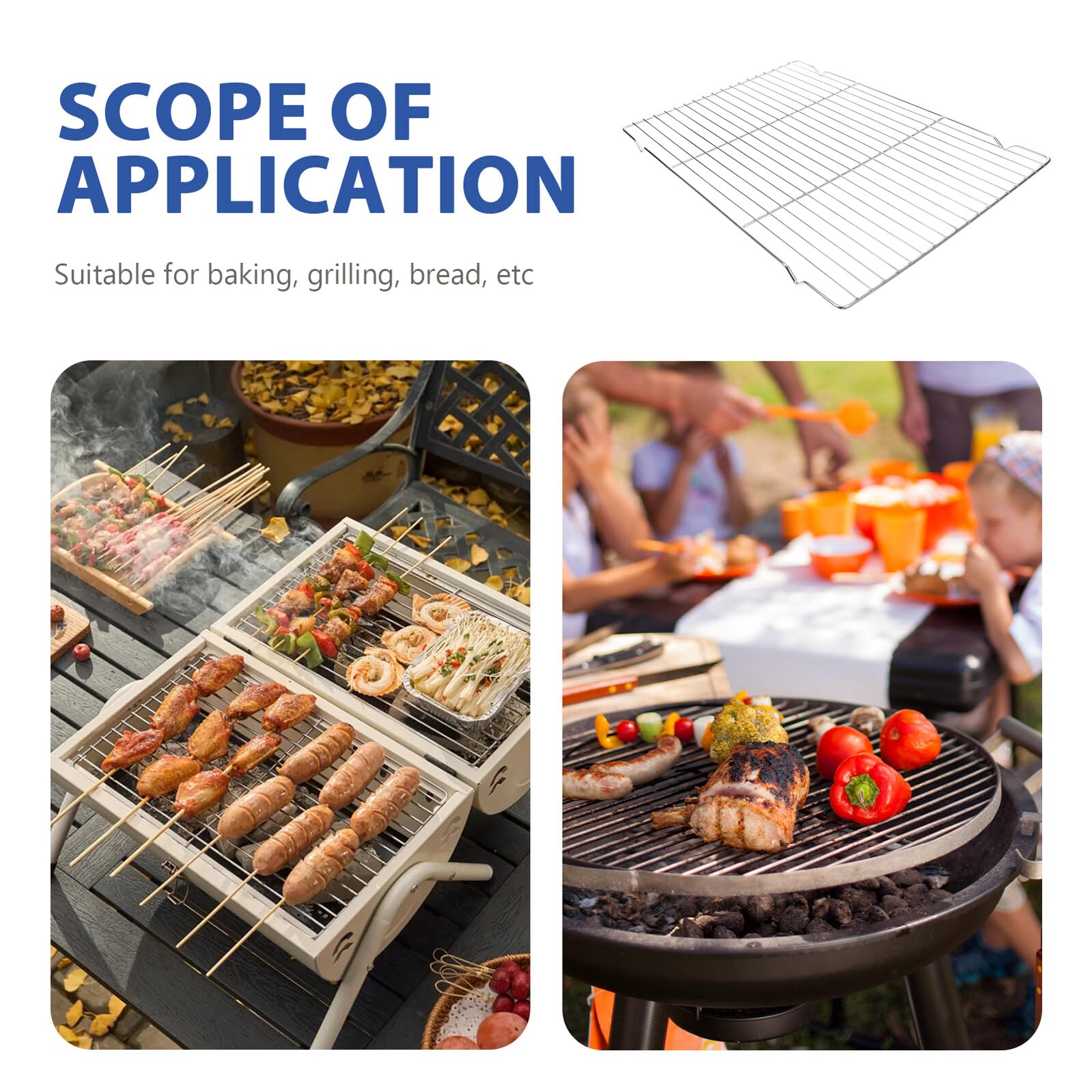 Edelstahl Draht Abkühlgitter mit Füßen Stabiles Backofen Rost für Backen und Grillen Hitzebeständig Multifunktionales Haushaltsgitter für Kuchen Fleisch und Dörrgut