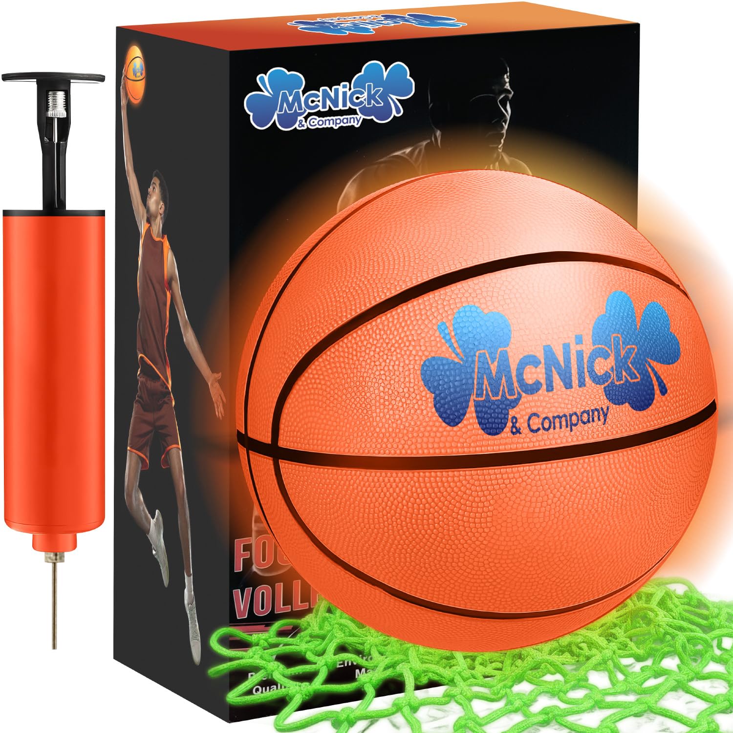 Glow in The Dark Basketball Net Hoop Pair – LED Lighted Basketball Hoop Net for Outdoor Standard Hoops – Heavy Duty All-Weather Nylon, Anti-Whip,