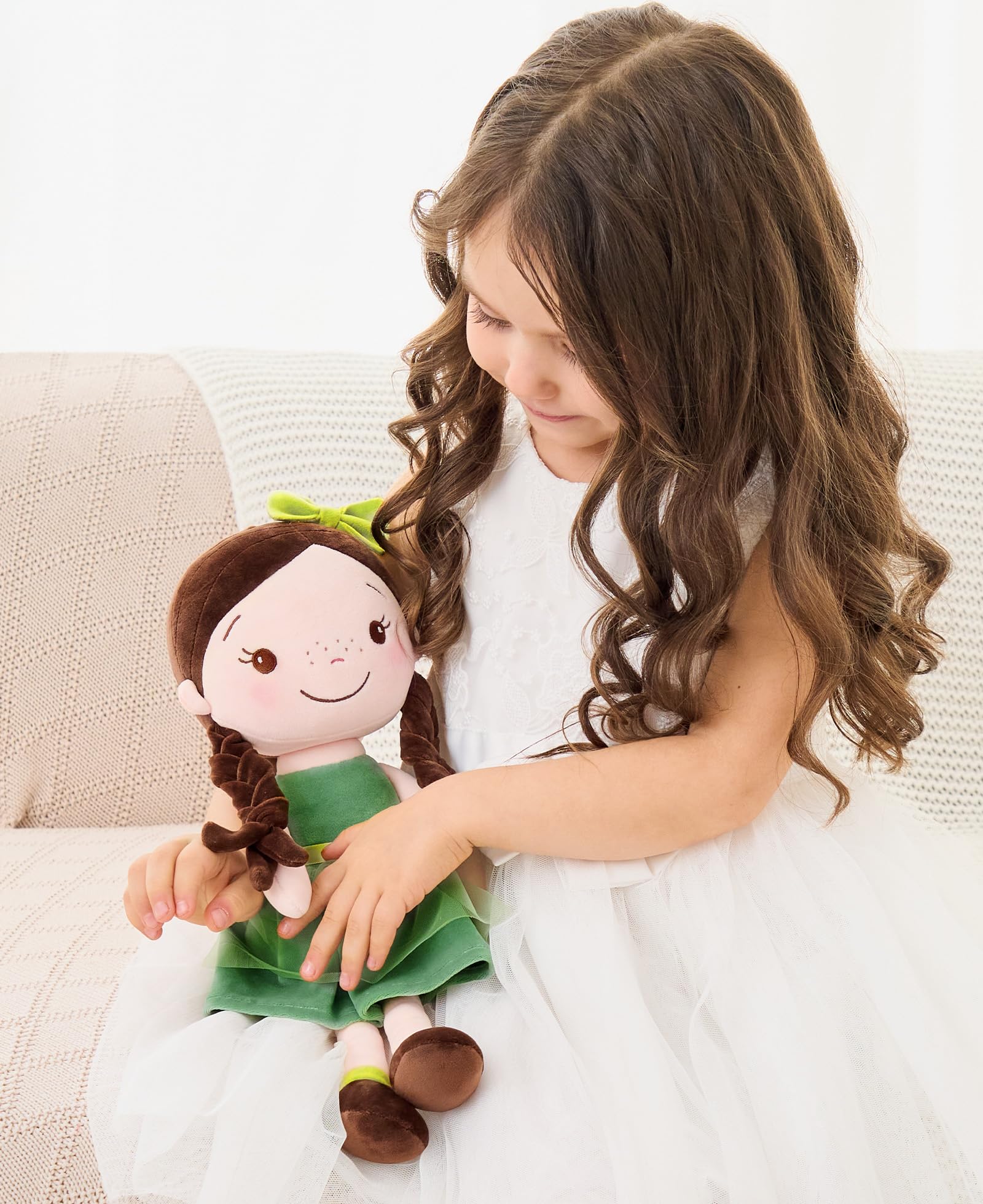 GAGAKU Morbida bambola di pezza 40 cm bambole angelo custode, regalo per battesimo per bambine, peluche portafortuna per bambini dai 3 ai 5 anni - principessa della foresta