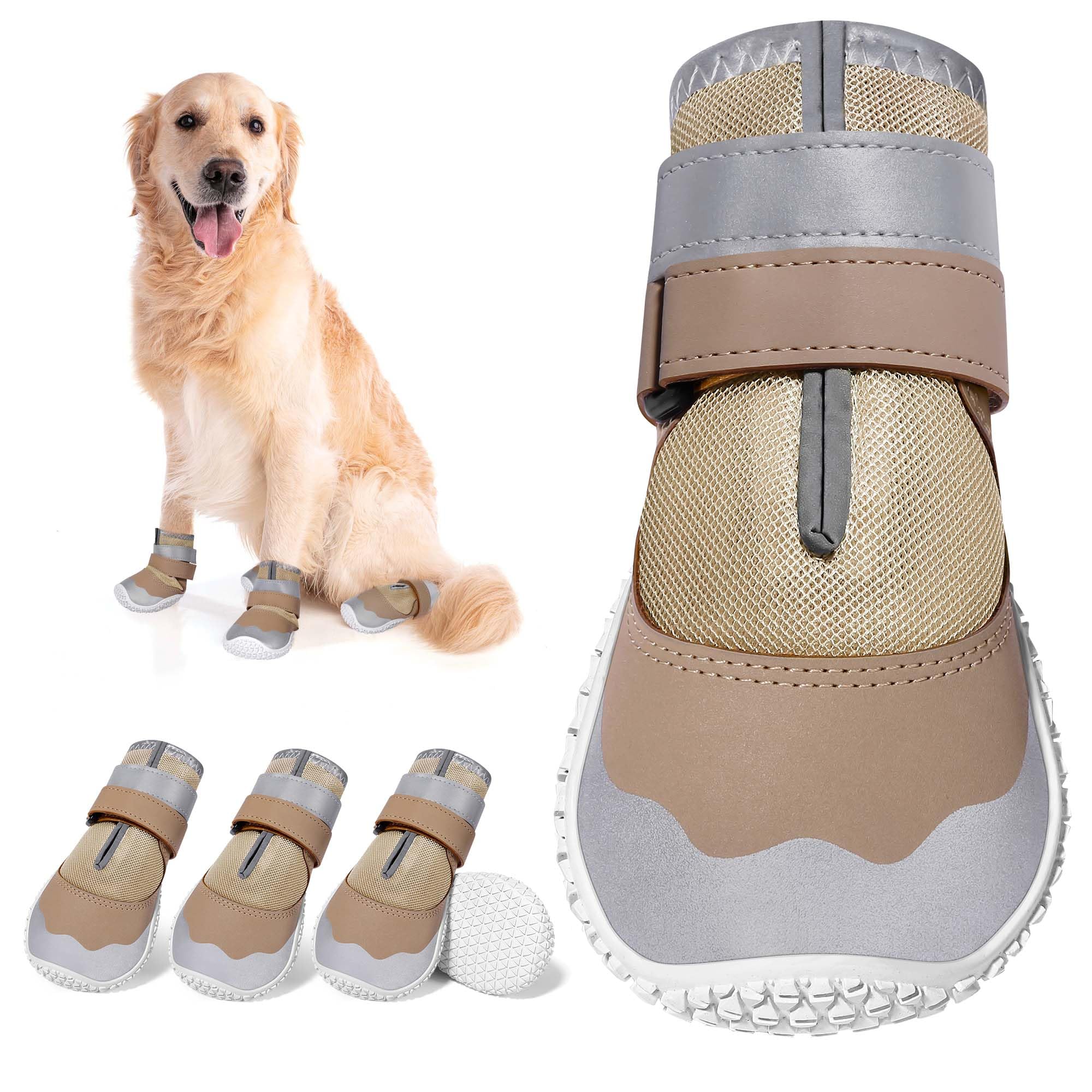 DcOaGt Dog Shoes Medium Size Dogs,Mesh Breathable Dog Boots & Paw Protectors for Hot Pavement Summer Winter Snow, 360°Anti-Slip Dog Booties with