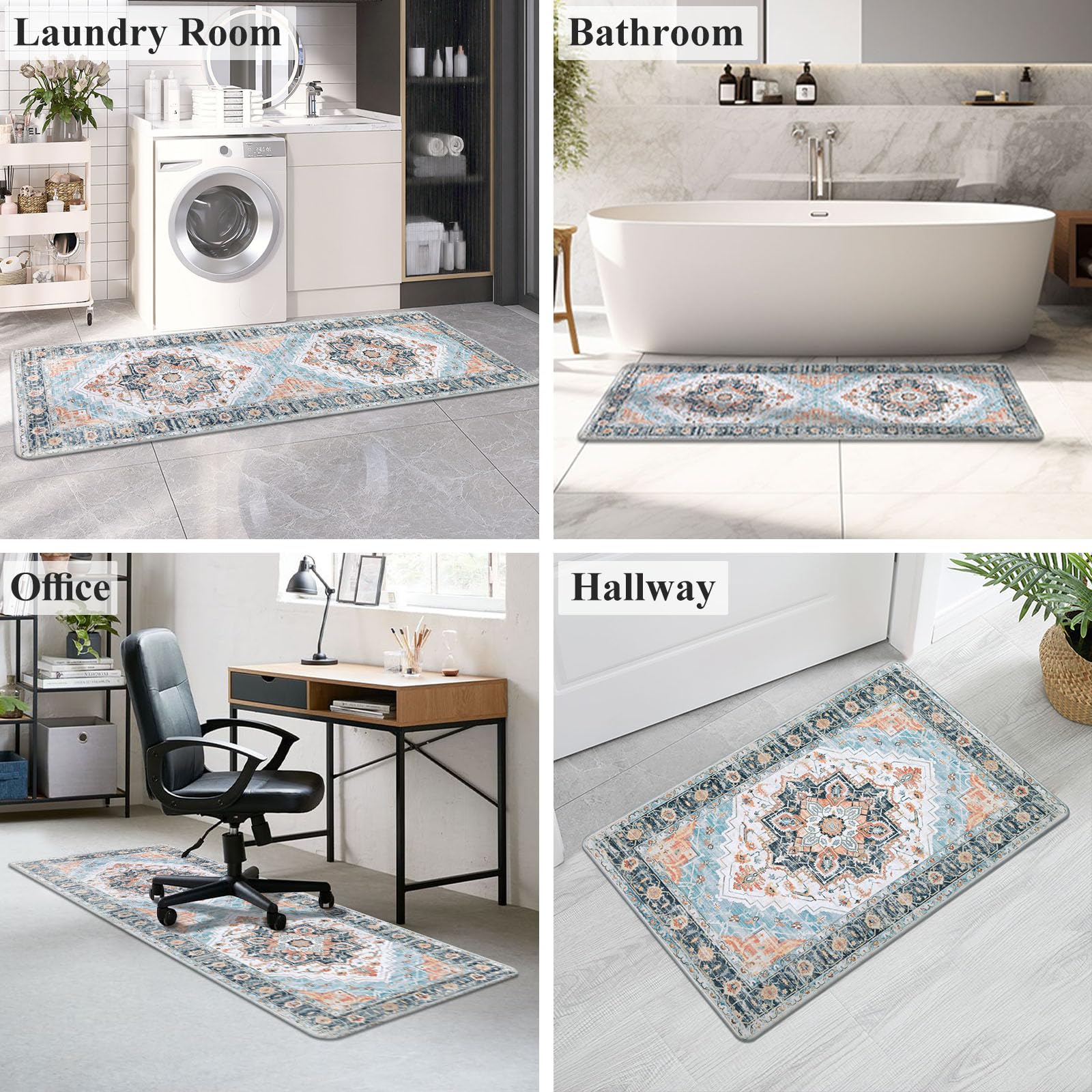 Boho - 3 Alfombrillas antifatiga para Cocina, Resistentes a Las Manchas, Parte Inferior Antideslizante, Comodidad ergonómica de PVC, Impermeable y Duradera, Estilo Granja