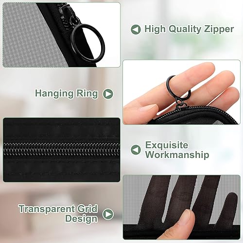 Miniatura 4 de Weewooday 4 piezas de bolsa de maquillaje de malla para cosméticos, bolsa de aseo de viaje con cremallera, mini bolsa de maquillaje para cosméticos