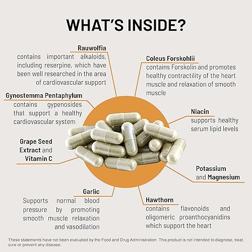 Miniatura 4 de Mountain Peak Nutritionals HTN Suplemento de apoyo para la presión arterial para la salud del corazón y la circulación, fórmula cardiovascular