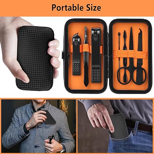 Miniatura 6 de Juego de manicura para hombre, juego de cortaúñas para el cuidado personal, kits de aseo de uñas, juego de cuidado de uñas de viaje, juego de