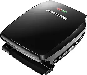George Foreman GR340FB 4-Serving Classic Plate Electric Indoor Grill and Panini Press, Preto