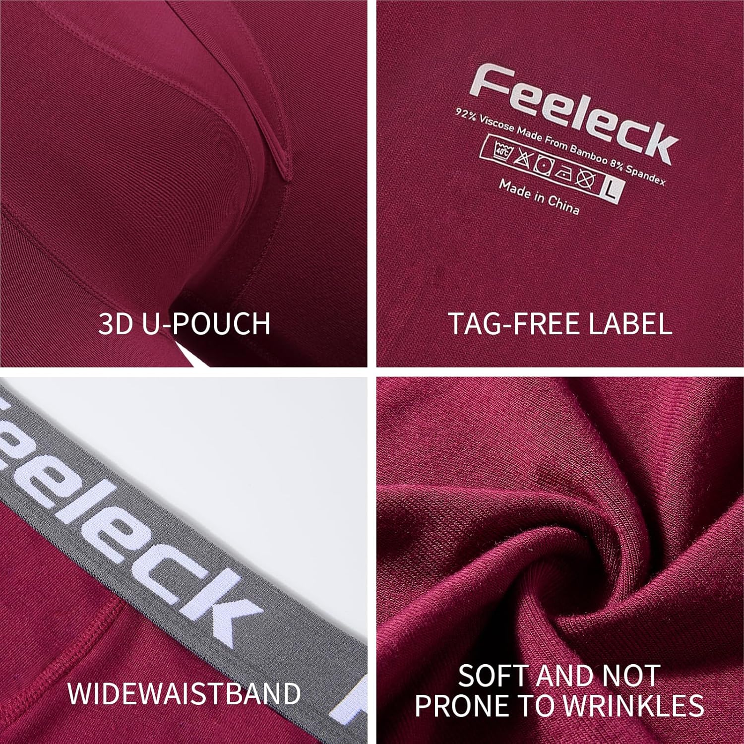 Feeleck Mens underwear Rayon Boxer Briefs 7-Pack,Soft & Moisture Wicking with Fly Underwear for Man - Image 4