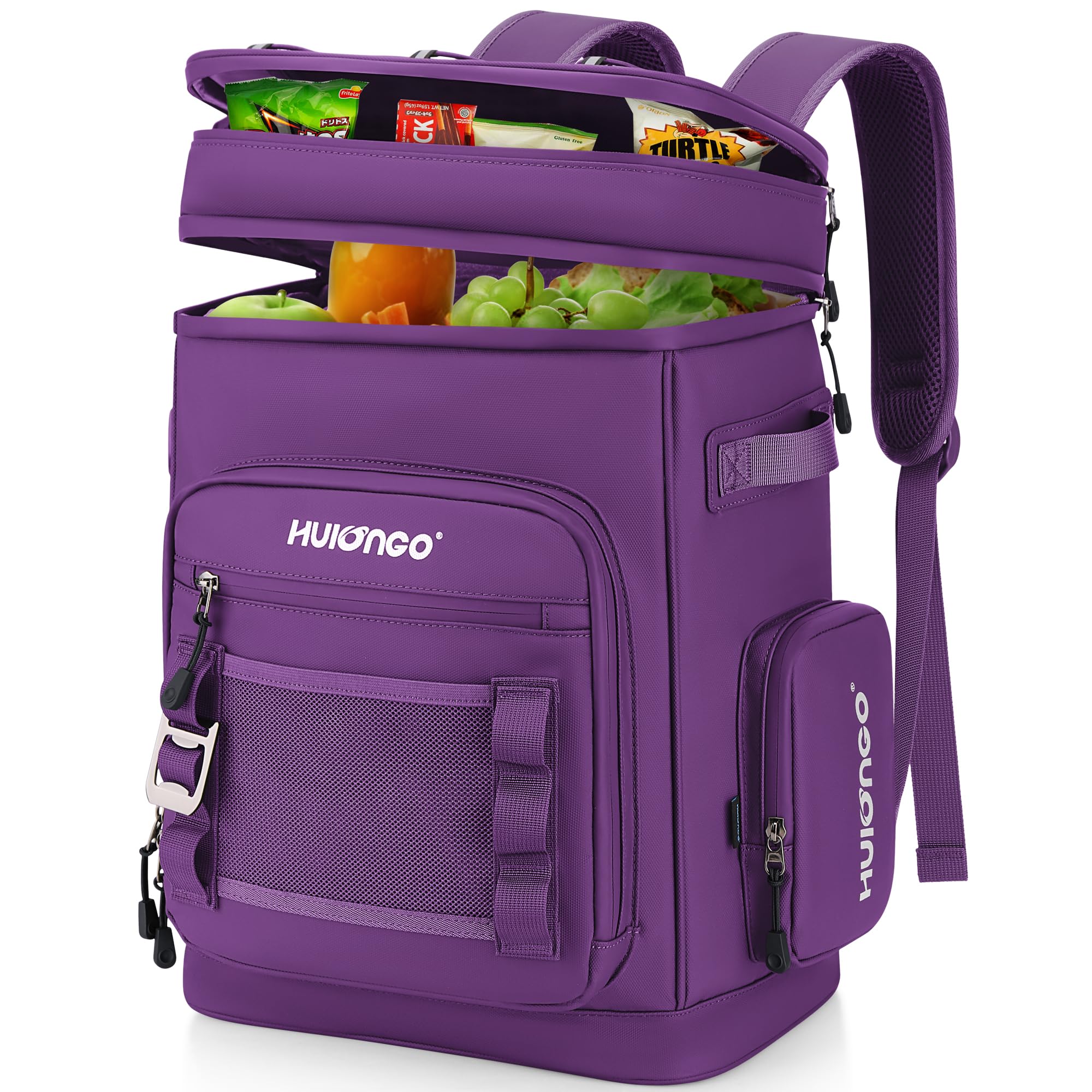 Photo 1 of Hulongo Large Waterproof Insulated Cooler Backpack, 30L, 48Cans, Purple