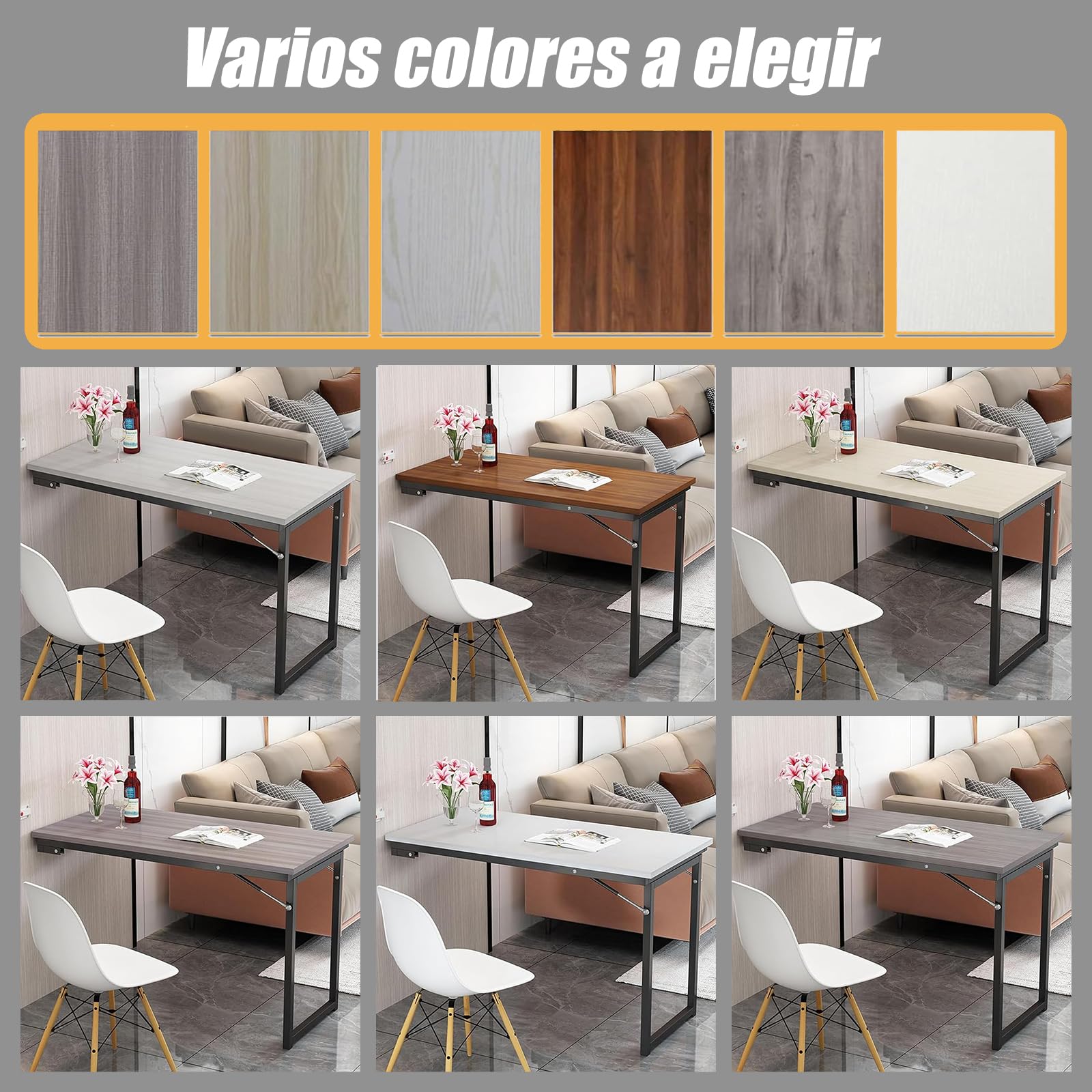Mesa Abatible Pared Plegable Cocina - Escritorio Compacto, Diseño Minimalista para Espacios Pequeños, Fácil Montaje