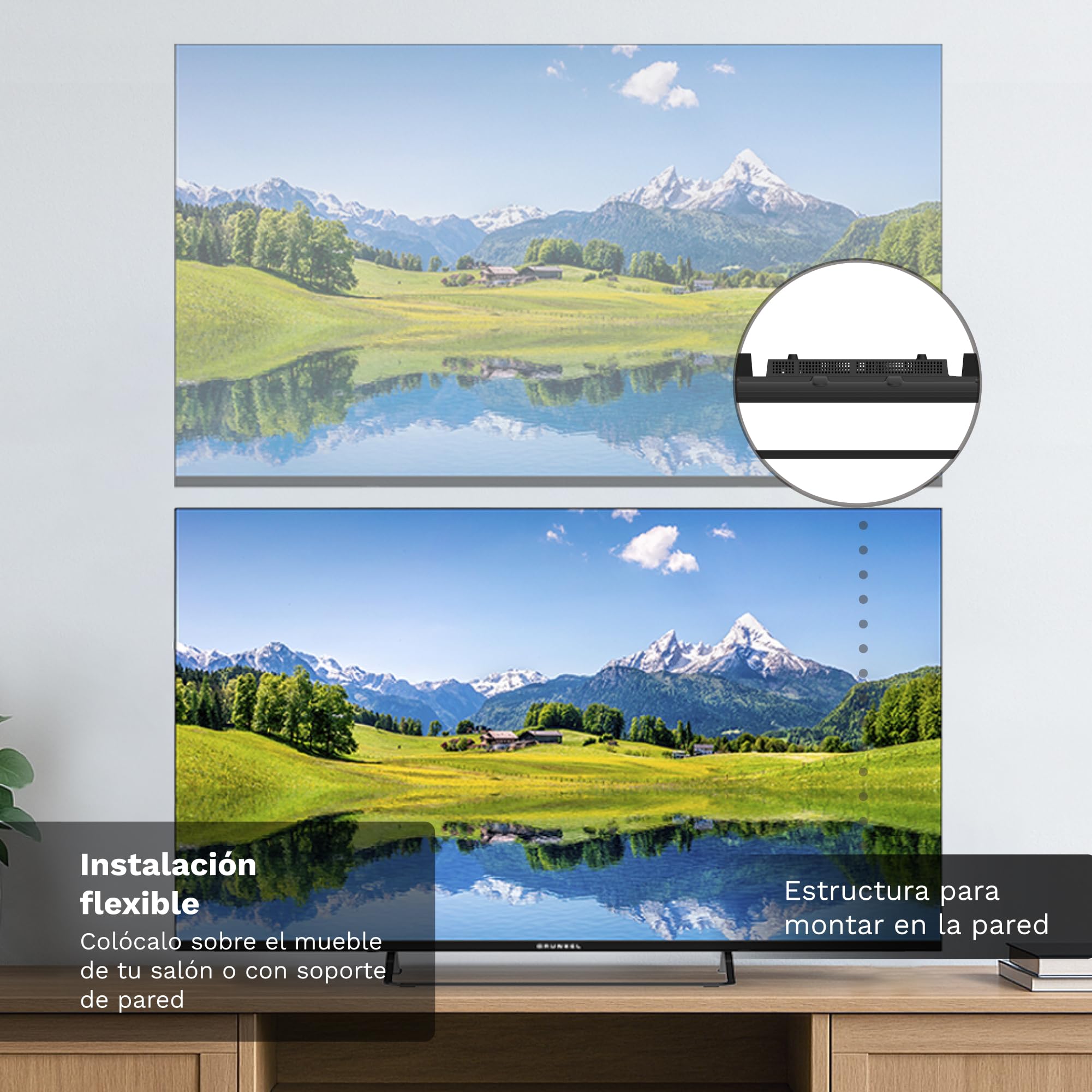 Grunkel QLED-5526WBS Smart TV QLED 55” 4K UHD | Sistema webOS | TDT T3 + Satélite S3 | WiFi Integrado | Grabador USB-PVR | 4 HDMI | Sonido 20W
