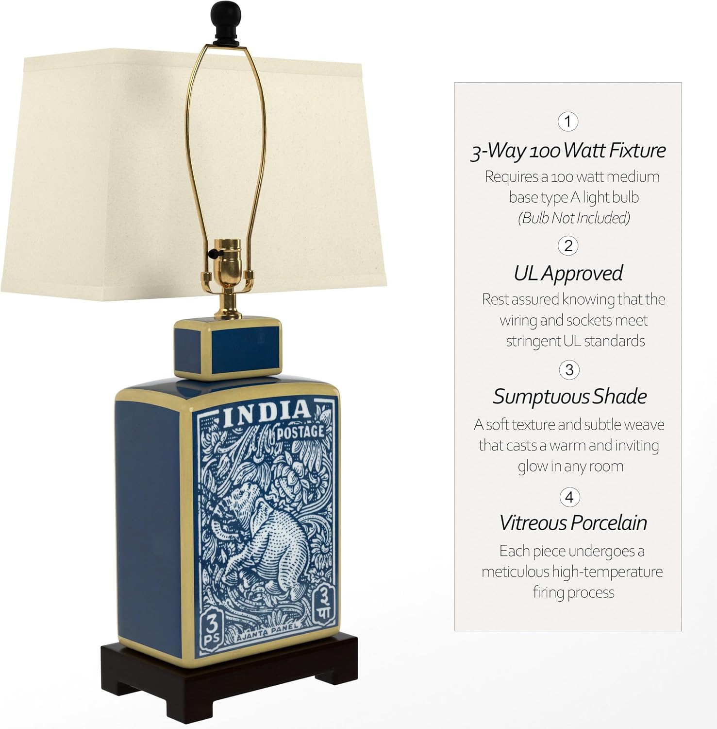 Red Lantern 23" Blue Indian Elephant Table Lamp