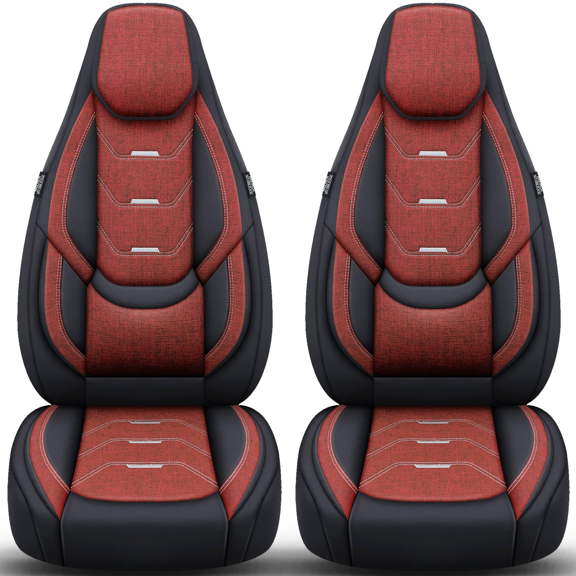 Autositzbezug – Sitzbezüge Fahrer und Beifahrer, Schwarz/Weinrot, kompatibel mit Fiat Ducato Jumper Boxer