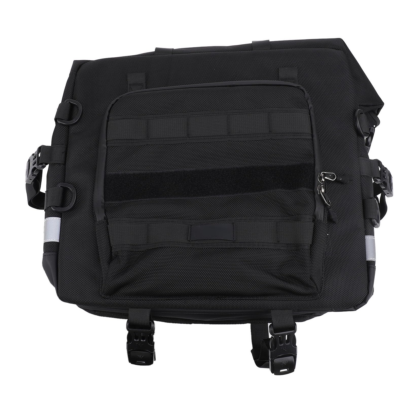 Torba Podsiodłowa Motocykla Wodoodporna 25L Szybkozłączka do Podróży z Paskiem Odblaskowym Czarna 15x6,7x15,4 Cala