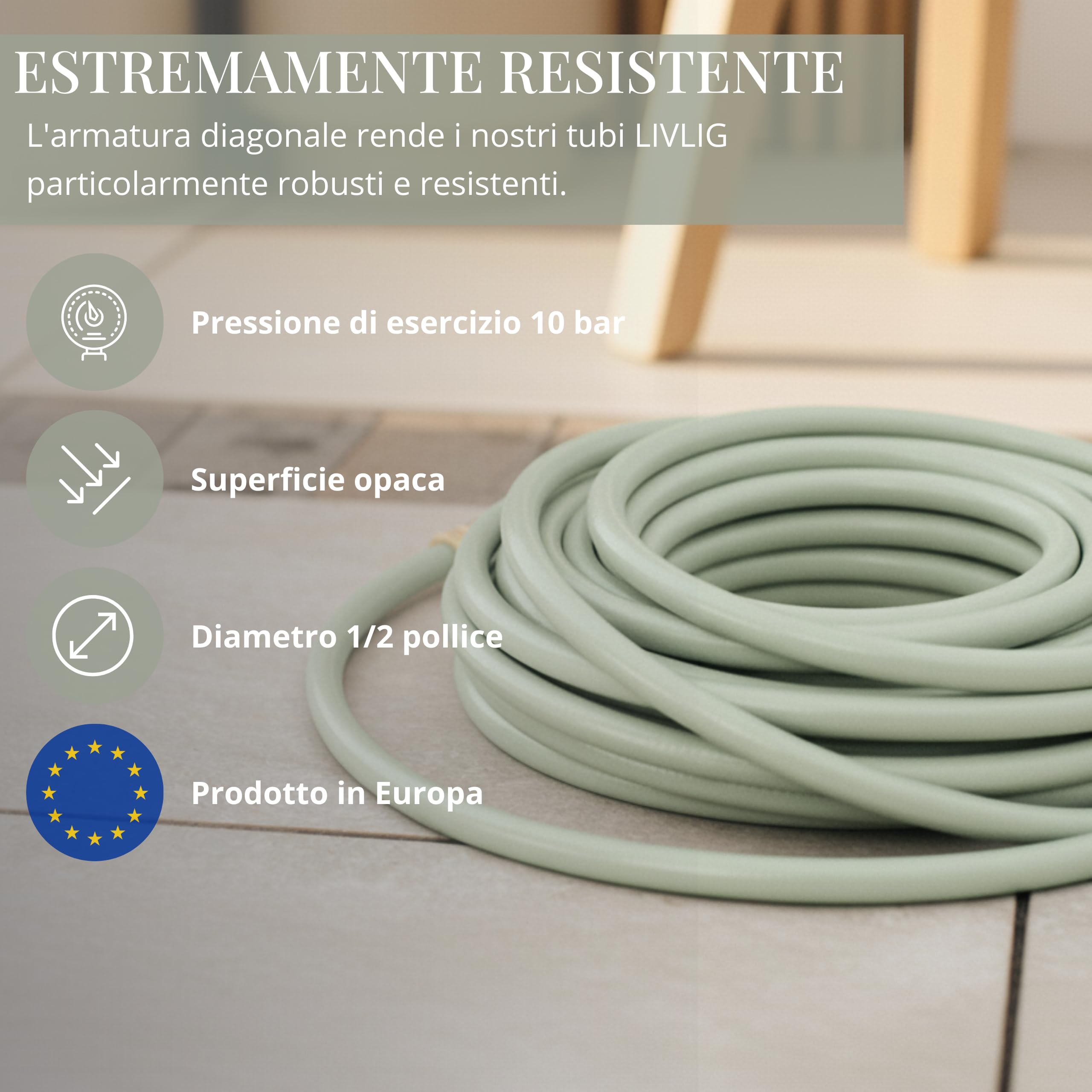 Set di tubi da giardino 30 m, 1/2 pollici Tubo dell'acqua con supporto a parete e alta qualità spruzzatore da giardino in plastica (3 funzioni di spruzzatura), tubo per irrigazione incluso raccordi