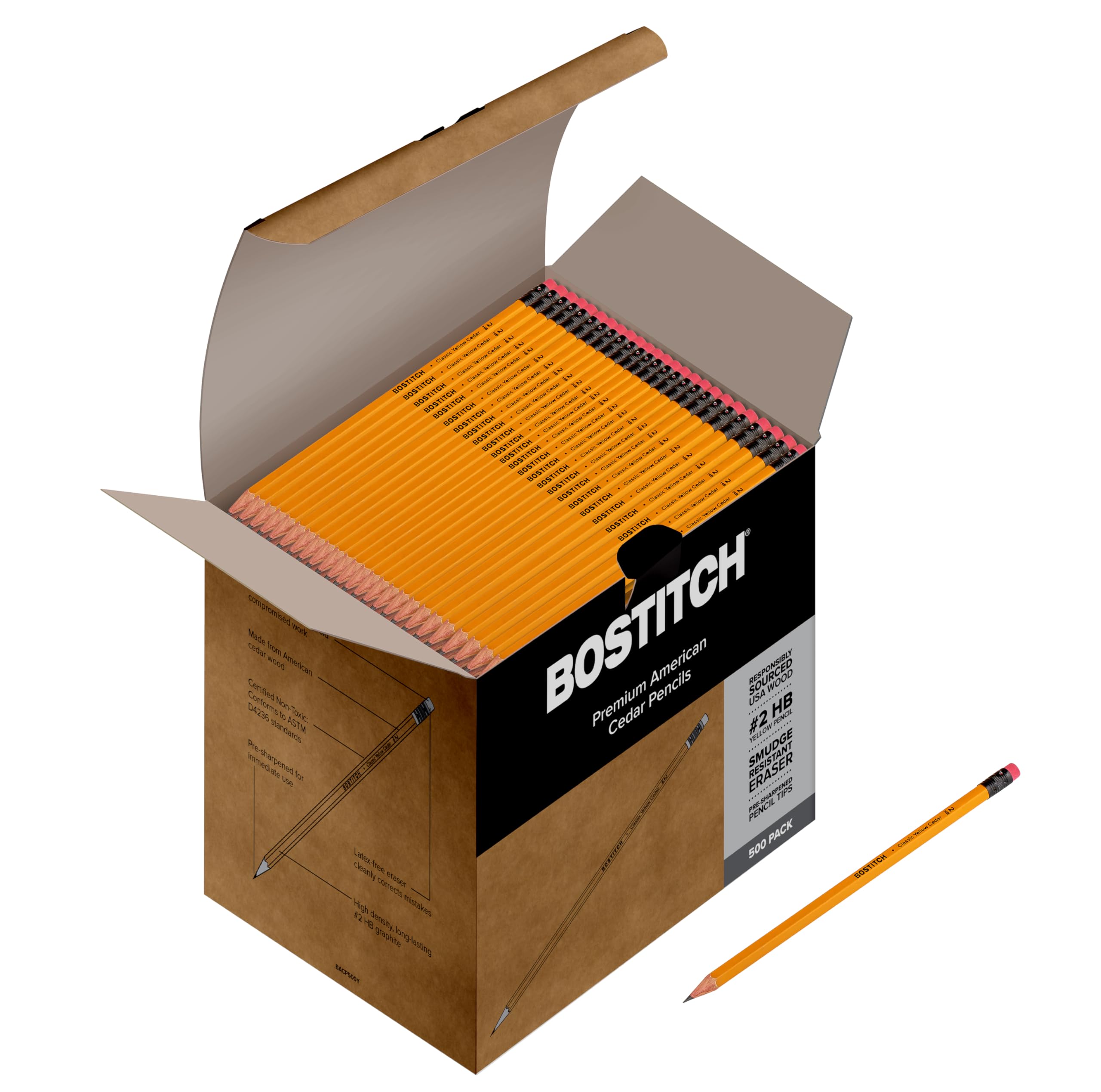 Bostitch Premium Cedar Pencils 24 Pack Pre-Sharpened 2 HB Graphite Latex Free - View #3
