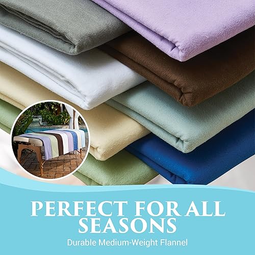 Miniatura 6 de NRG - Sábanas planas de masaje de franela de lujo  Ropa de cama de masaje 100% franela de algodón  160 GSM, 200 hilos  Algodón suave de doble