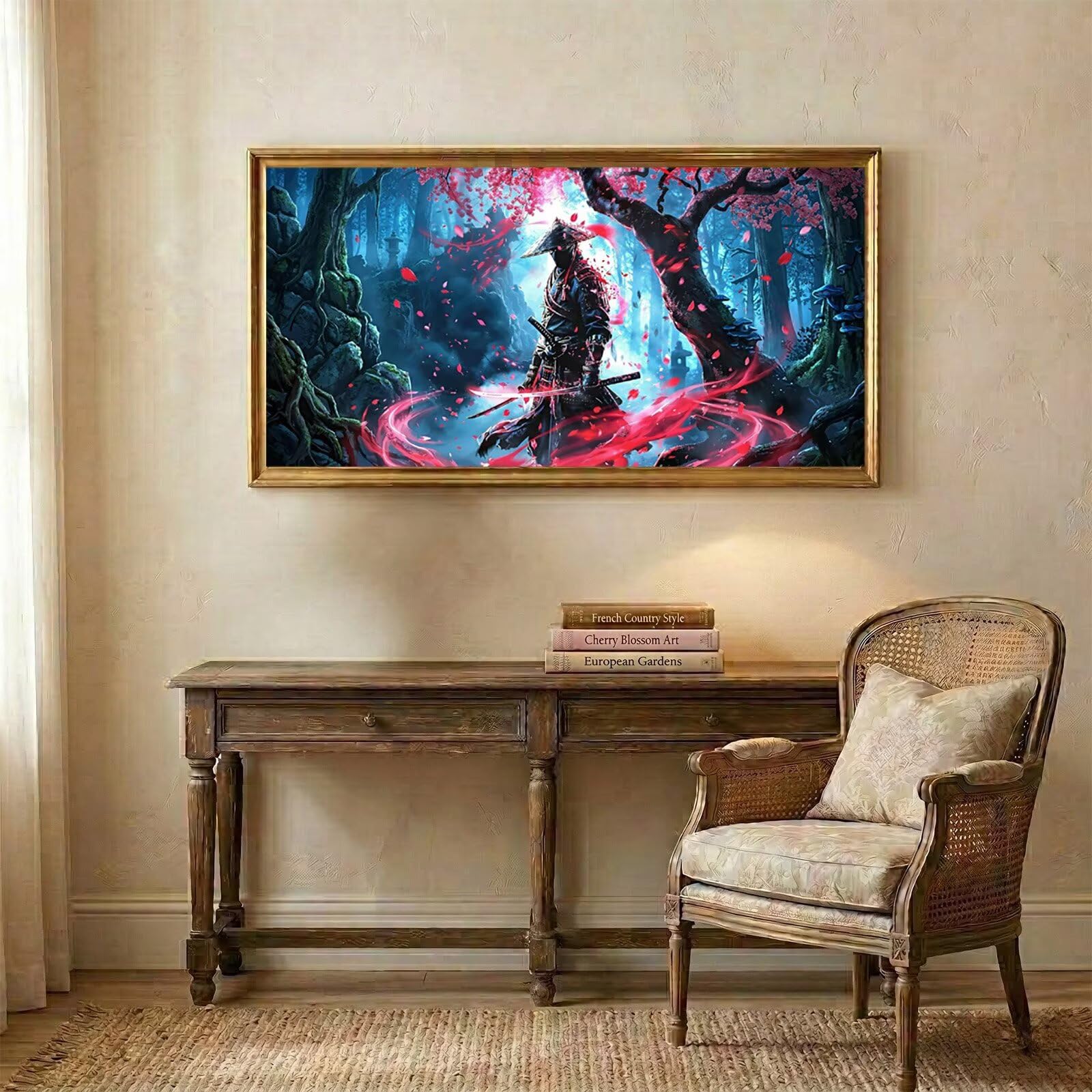 Diamond Painting Krieger Groß XXL 60x120cm, 5D DIY Diamant Painting Bilder Japan Set für Basteln Mädchen 8 Jahre, Mosaik Bastelset Erwachsene Kinder Anfänger, Dimonds Stickerei für Zuhause Deko C6-756