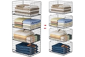 4-Tier Stackable Closet Shelving Organizer for Enhanced Storage and Space Optimization