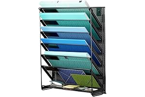 7-Tier Hanging File Organizer: Vertical Wall File Holder for Office, School, and Home