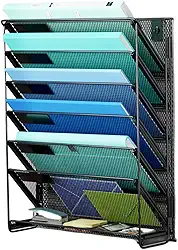 Kuntine.B Organizador de arquivos de parede vertical com 7 camadas, organizador de arquivos de parede, porta-revistas de malha, organizador de documentos para escritório, escola, casa (preto, 1