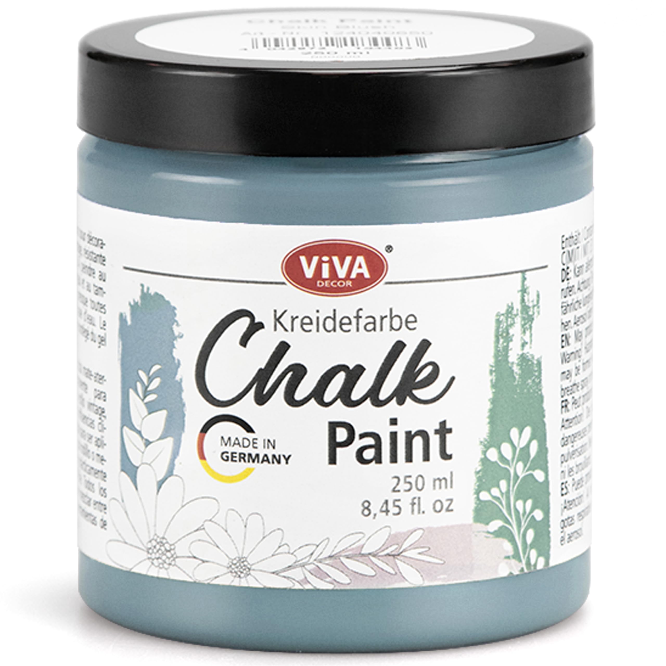 Viva Decor Chalk-Paint - Dove Wing - Blau 250ml - Kreidefarbe für Möbel, Wand und Deko, Mattes Finish, Hochpigmentiert, Ideal für Shabby Chic & Vintage Look für Holz und andere Oberflächen