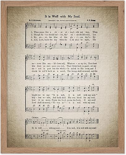 Miniatura 69 de Poster Master Póster vintage con texto en inglés «How Great Thou Art», impresión de partituras de música retro, arte de pared de himnario, regalo