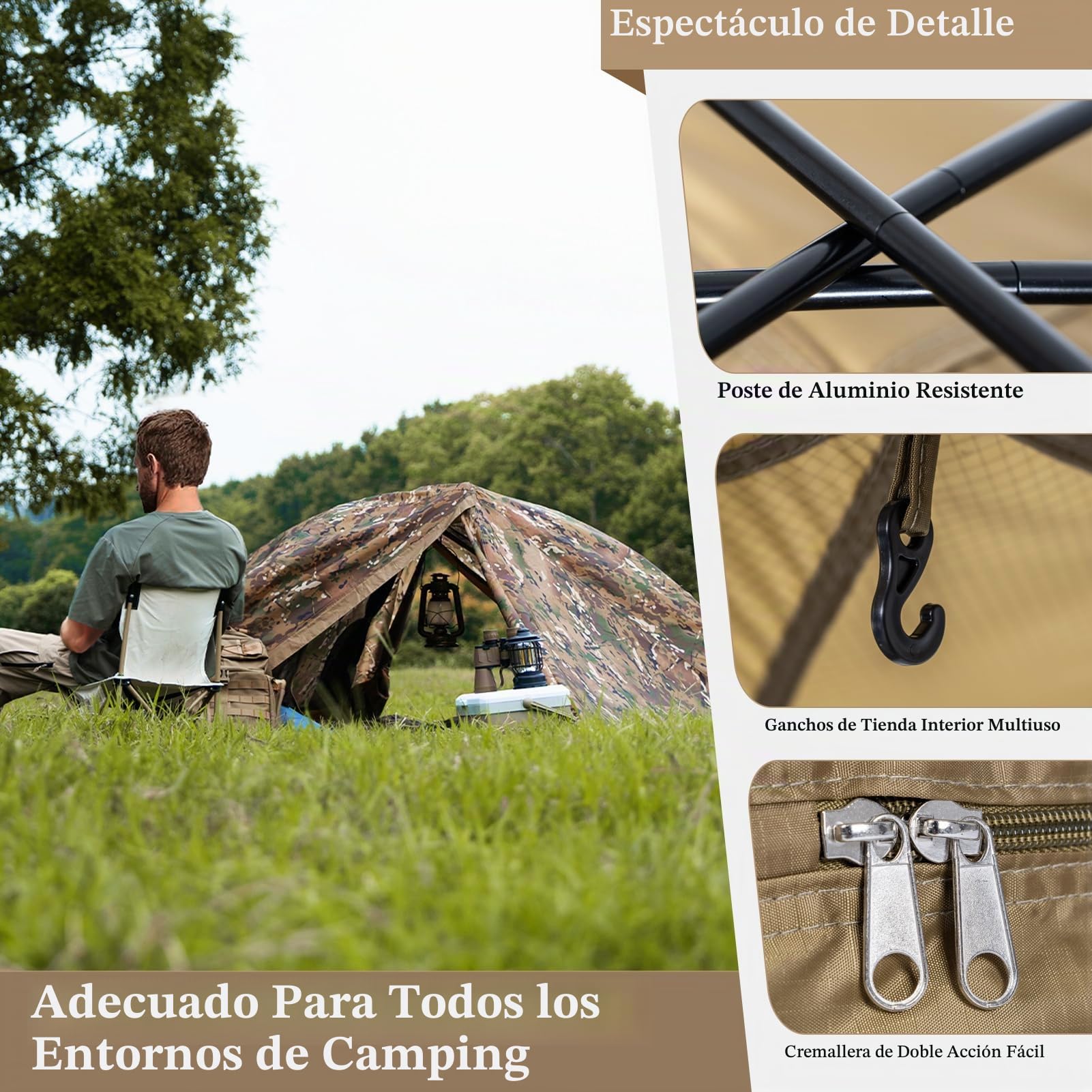 FREE SOLDIER Tienda de campaña para exteriores ultraligera para una persona, en camuflaje, camping al aire libre, 1 persona, aventura, tienda de pesca, fácil de montar y transportar, protección contra