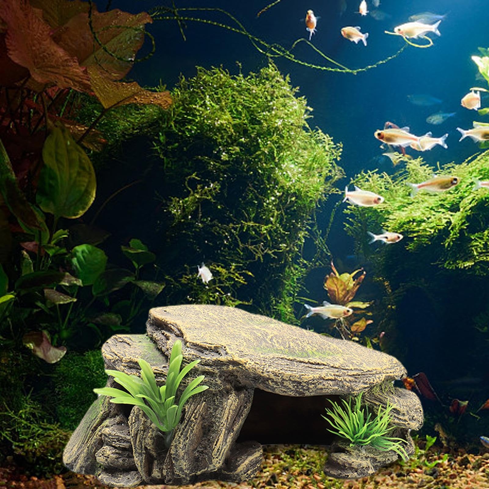 Grotta Di Nascondiglio Di Rettili Di Pesci | Tartarughe Basking Piattaforma Rettile Habitat Hiding Cave - Alta Simulazione Rock Cave Per Acquario Gecko Rane Lucertole Tartaruga Pesce