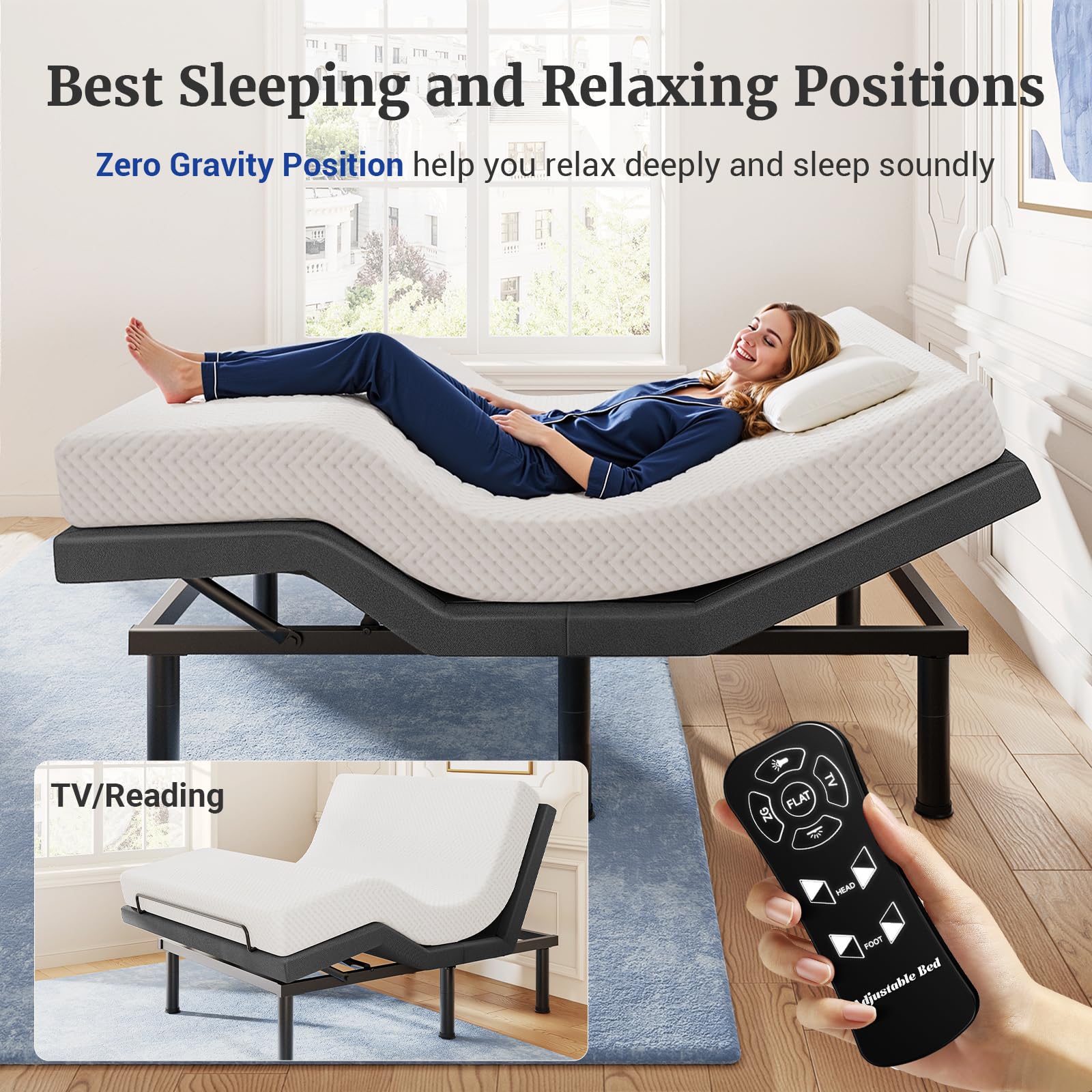 Best Adjustable Bed Frame 2026: 5 Top Bases 1 TAMITAMI Tami Tami T450 Adjustable Bed Frame Queen with Remote, Ergonomic Adjust — product photo