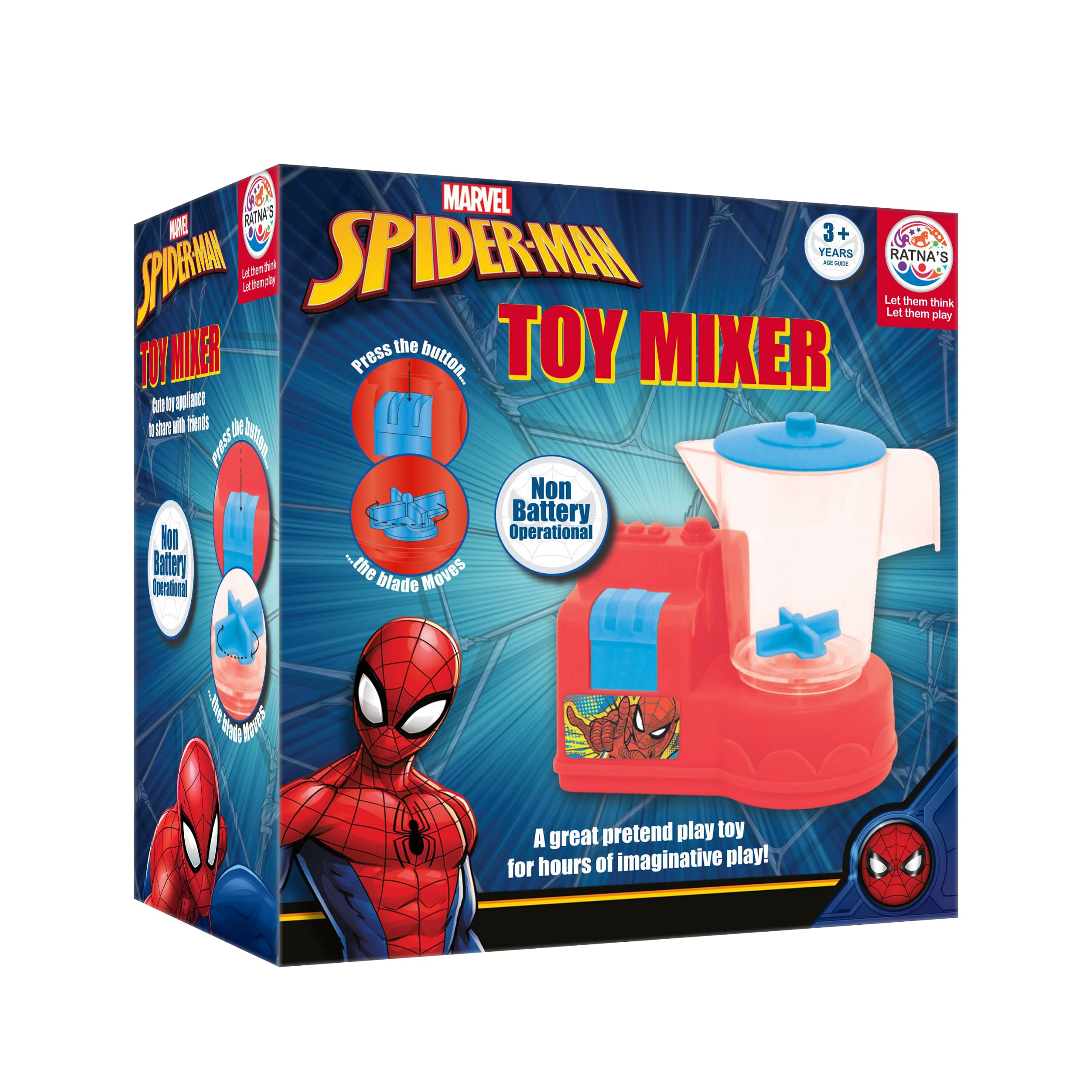 Ratna's Toy Mixer Spider Man Themed Real Operating Plastic Kitchen Toy for Kids