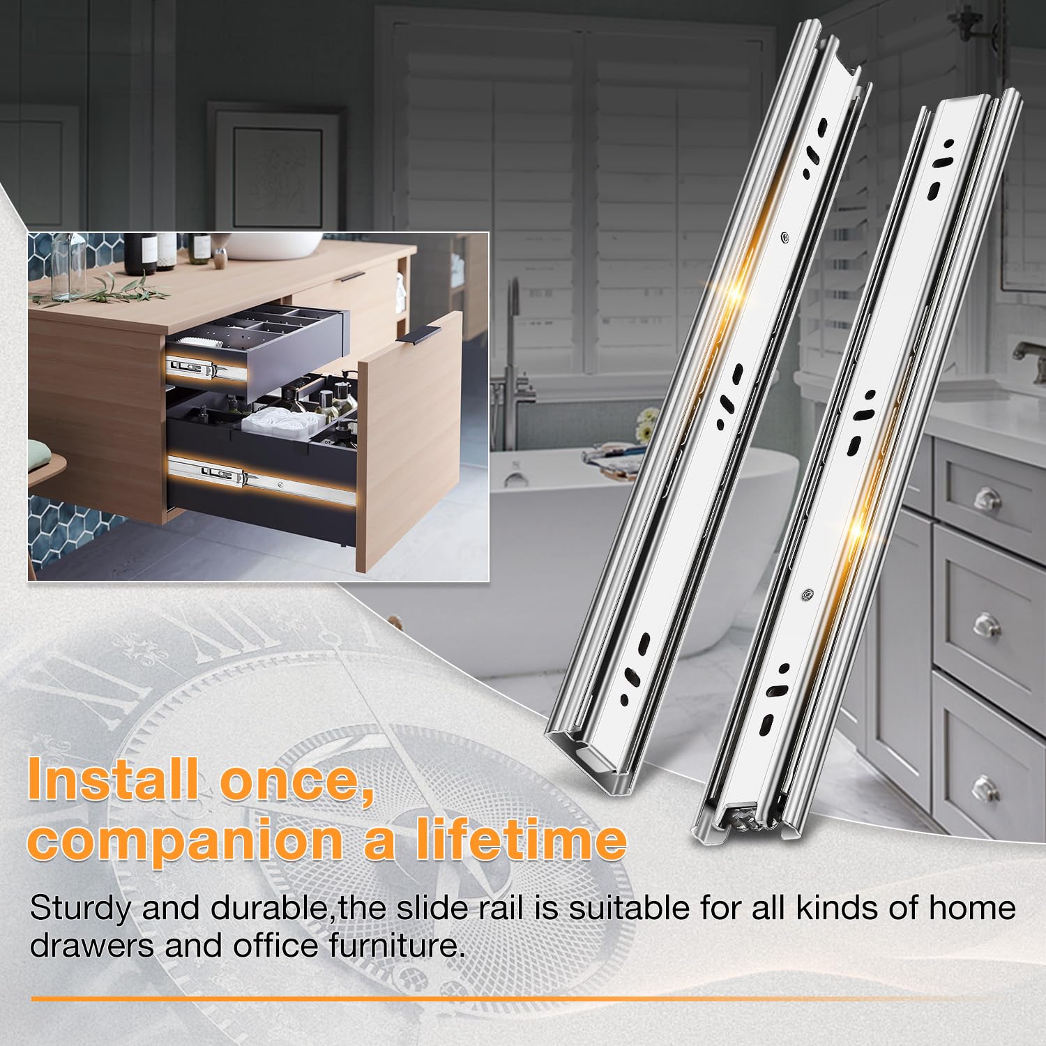 Extensions For Side Rails Snapklik.com : YENUO 5 Pairs Stainless Steel Full Extension Drawer ...
