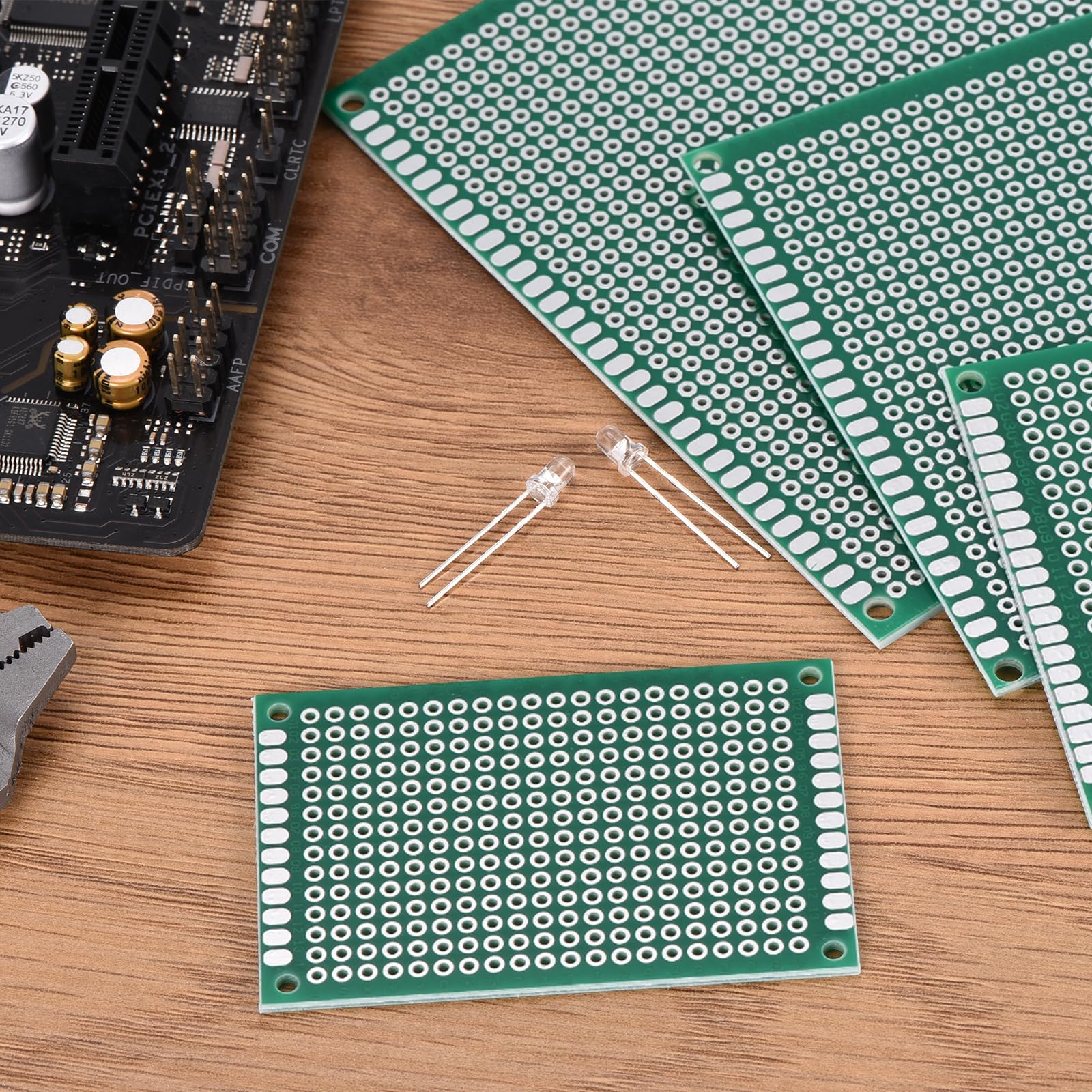 sourcing map 12 placas PCB de una sola cara, placa de prototipado de circuito impreso de fibra de vidrio FR-4, kit de prototipo universal para bricolaje, soldadura, electrónica, verde 3.93 x 5.9