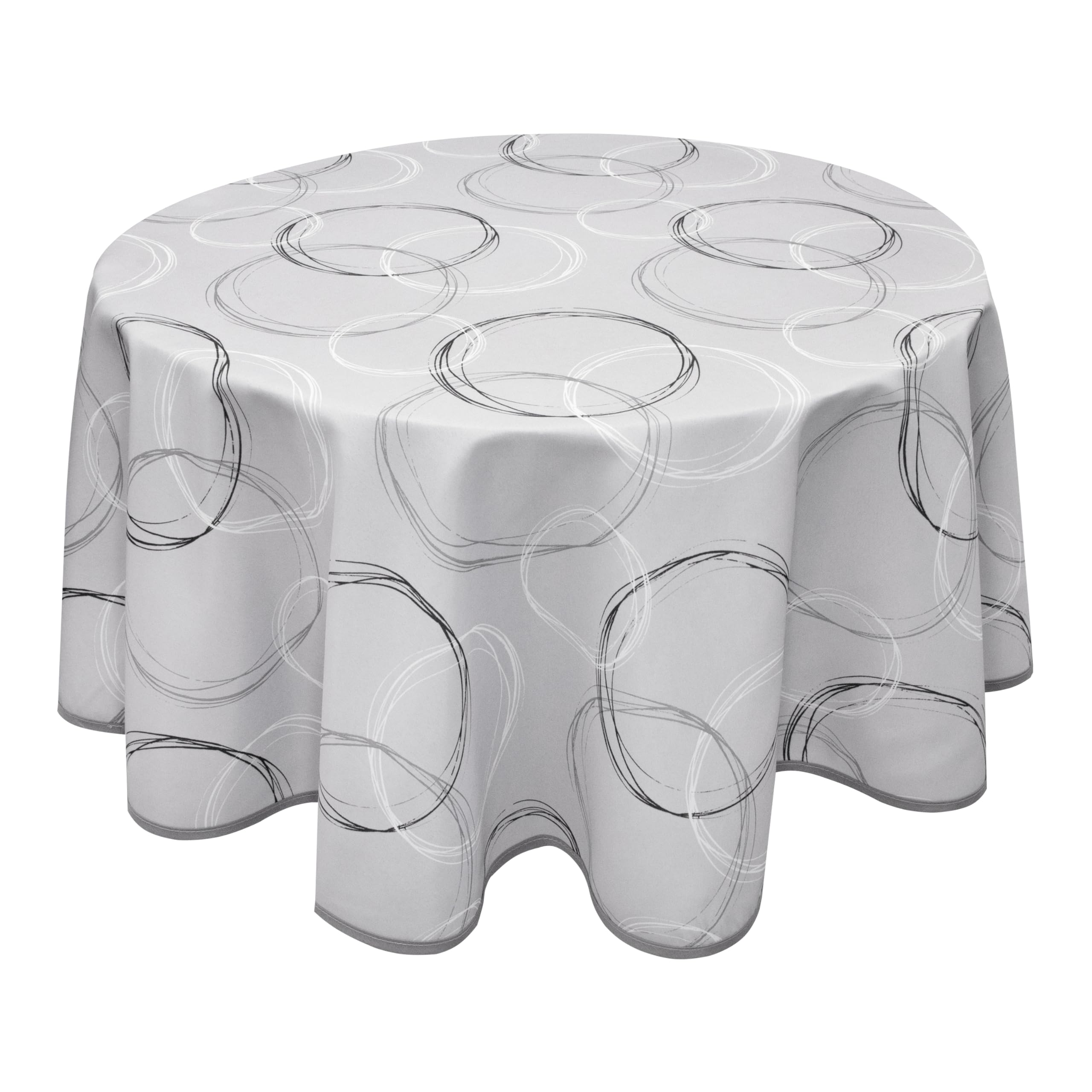 Valia Home® Mantel con Recubrimiento de teflón para Interior y Exterior en 6 diseños | Mantel Lavable repele el Agua y la Suciedad Gracias al fiable Efecto Loto | Redondo 140 cm Gris