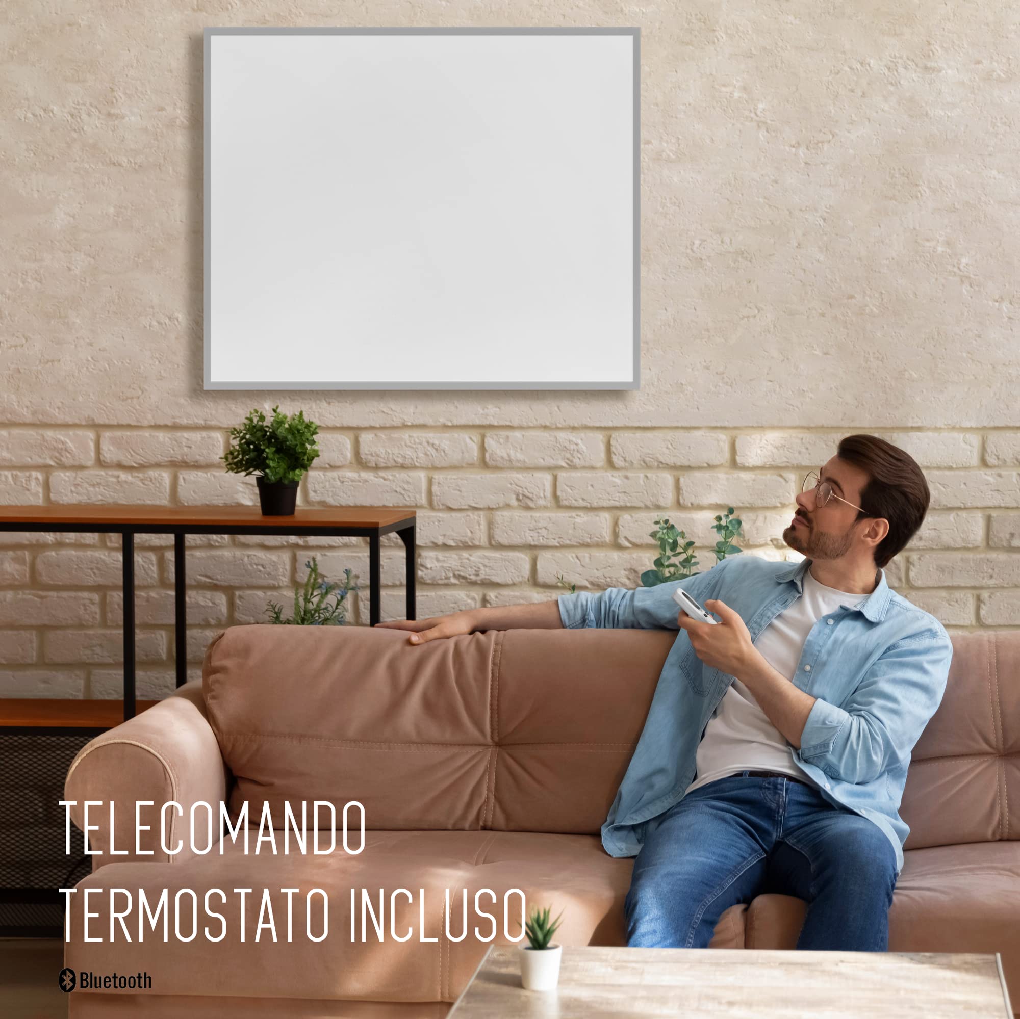 Pannello Radiante Infrarossi a CRISTALLI di CARBONIO, 600W 100x60 cm, Comfort Termico (non secca l’aria) Basso Consumo, Max Efficienza, ALLUMINIO, Mod. ALU ECO PRO + Telecomando Termostato