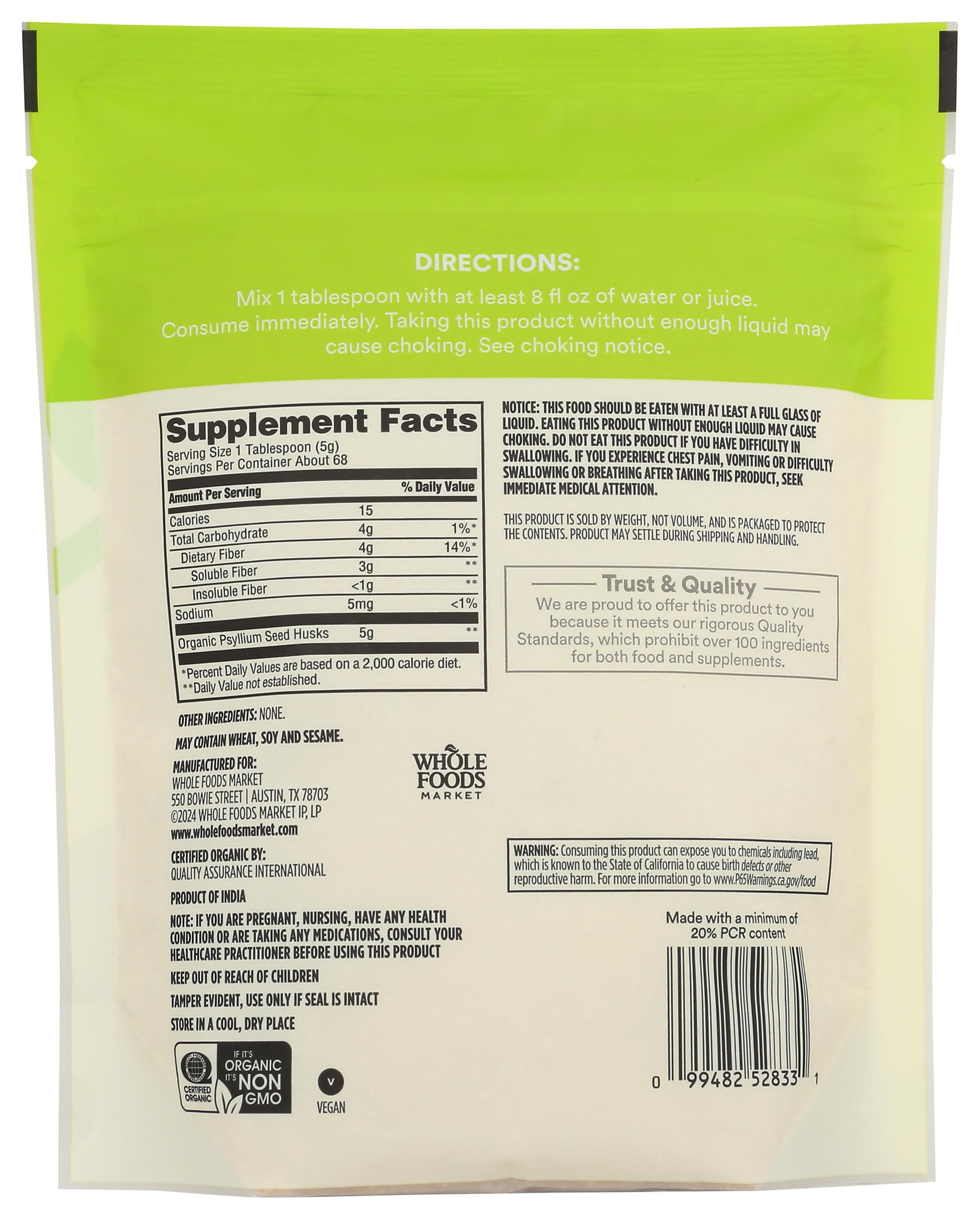 365 by Whole Foods Market, Psyllium Husk Ca Only Organic, 12 Ounce — Amazon image 2