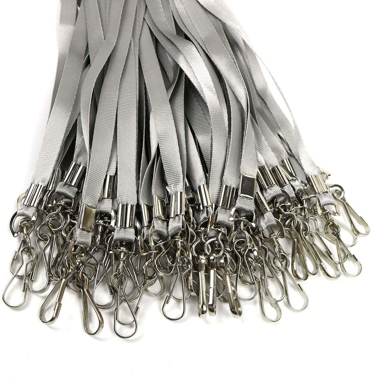 Beebel Gray Lanyard Bulk Lanyards for Id Badges Flat Lanyard with Badge Clip Swivel Hook 50 Pack - Image 4